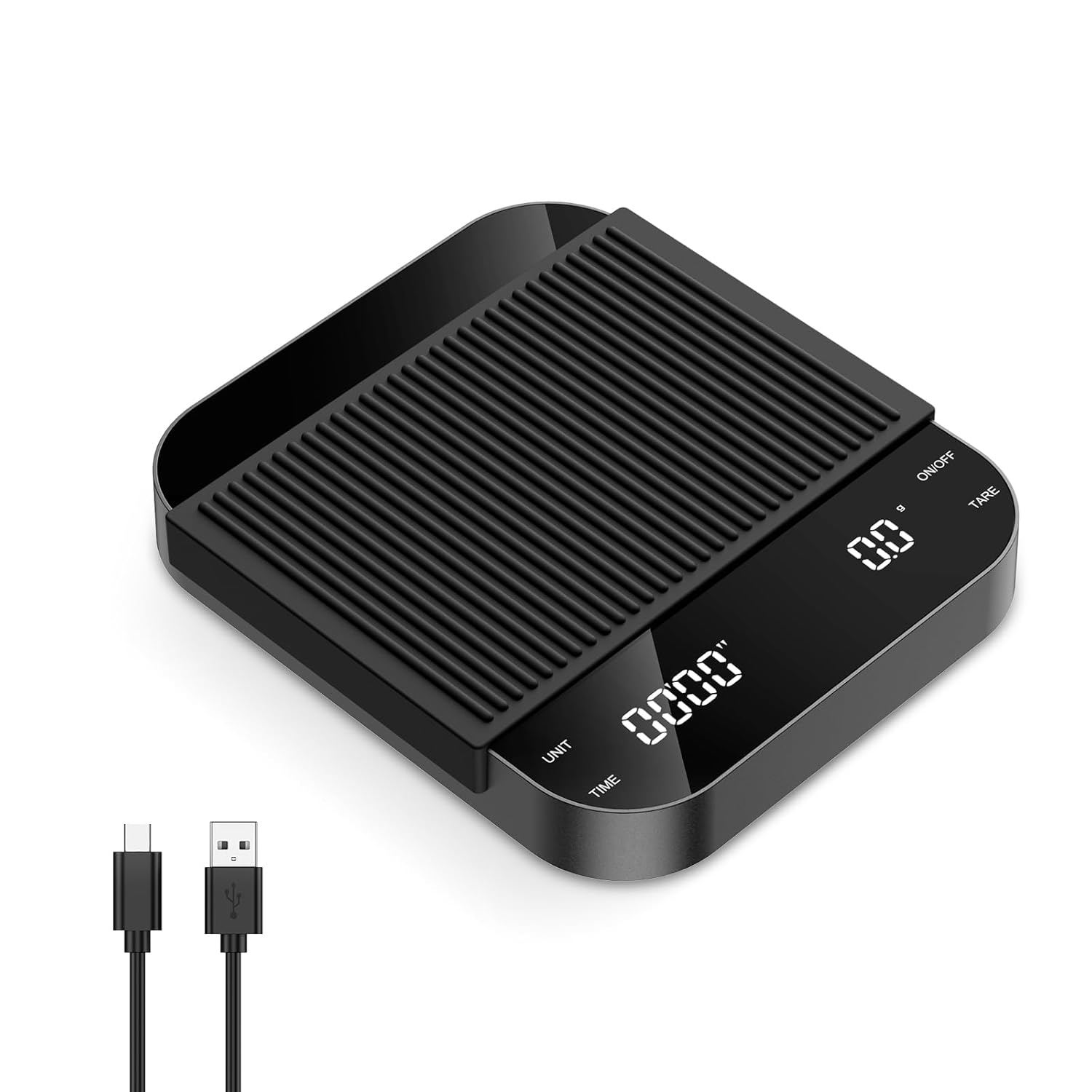 AMIR Digital Coffee Scales with Timer, 3 Kg/0.1 G Rechargeable Espresso Coffee Scale, LED Display Espresso Scale with Tare Function, Temperature Resistant, Auto Shut Off, Units Conversiona image number 5