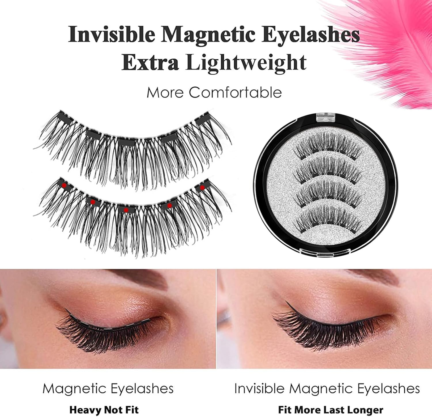 Magnetic Eyelashes | 1 Pair False Eyelash and Applicator for Natural Look | Light Magnetic Eyelashes with Applicator Kit, Reusable Long Lasting Magnetic Eyelashes Zalhin image number 4