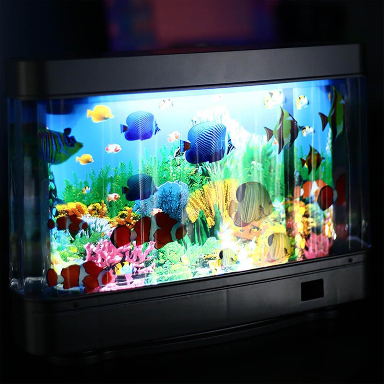 Artificial Fish Tank with Moving Fish,Fake Fish Tank Mini Aquarium,Perfect Sensory Lamp,Seabed World Lamp Lighting Move Aquarium image number 5