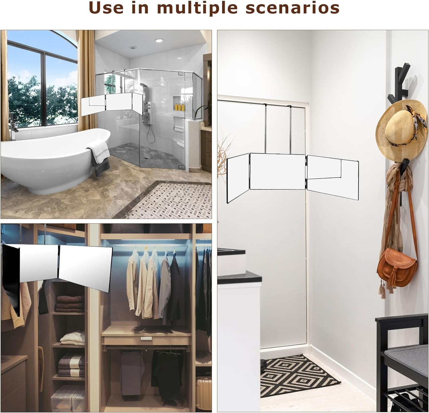 3 Way Mirror for Self Hair Cutting, 360 Trifold Barber Mirrors 3 Sided Makeup Mirror to See Back of Head, Used for Hair Coloring, Braiding, DIY Haircut Tool Are Good Gifts for Men Women (Without LED) image number 5