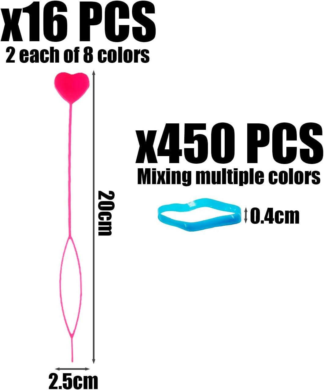 16 Pieces Love Hair Pullers 1 Pack Small Rubber Bands Braid Beads Gadgets Hair Tools Hair Braider Hair Styling Tools image number 4