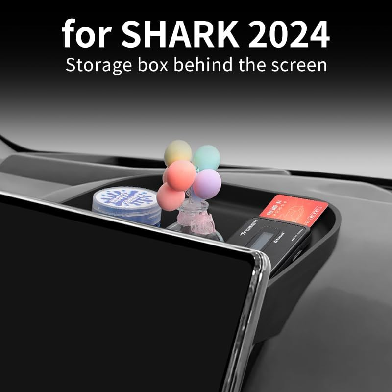 For BYD Shark 6 Center Console Screen Back Storage Box, Silicone, Adhesive-Backed, Black, Dashboard Organizer 2024-2025 image number 3