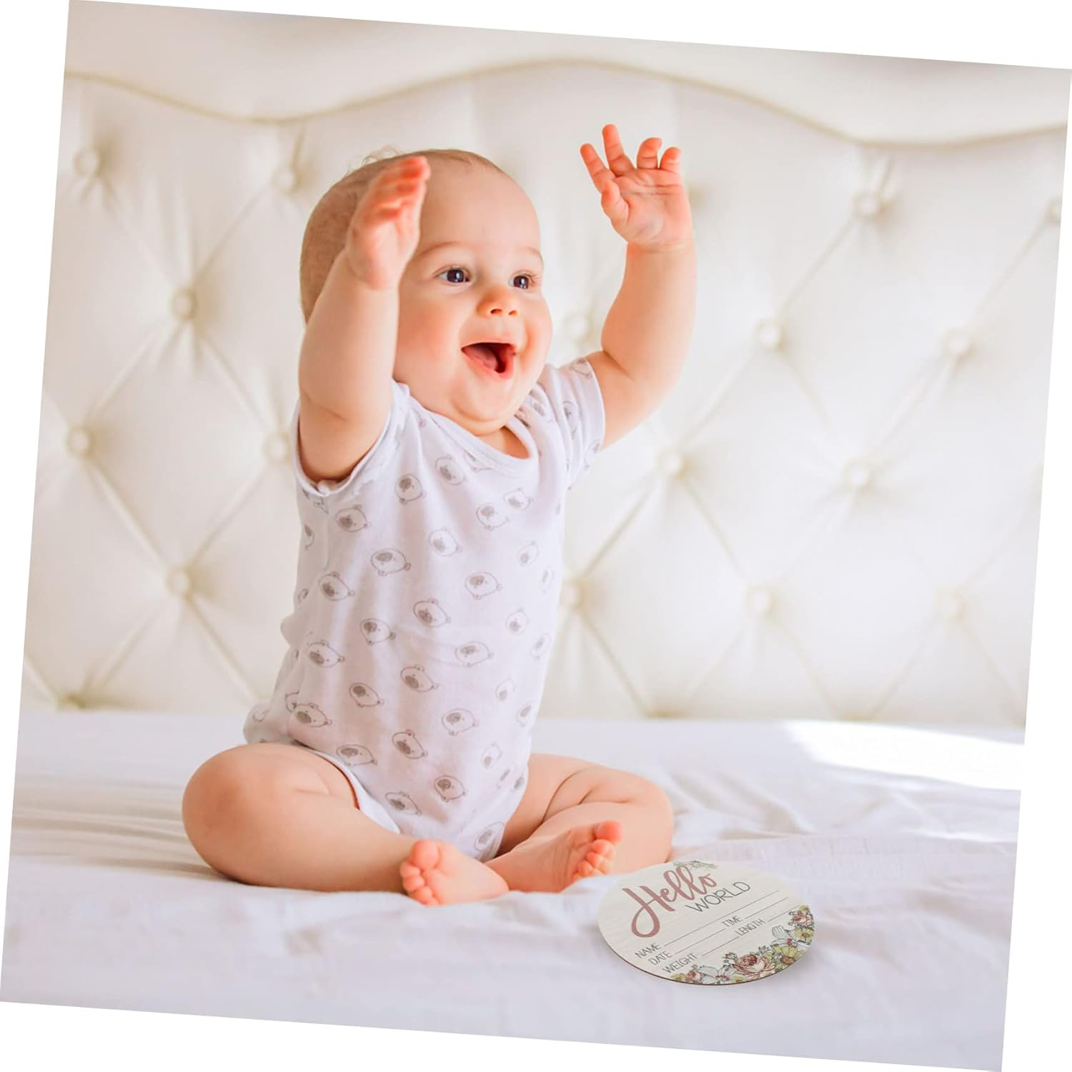 Wooden Birth Announcement Sign Premium Photo Prop for Newborns Nursery Name Plaque Shower Parents image number 6