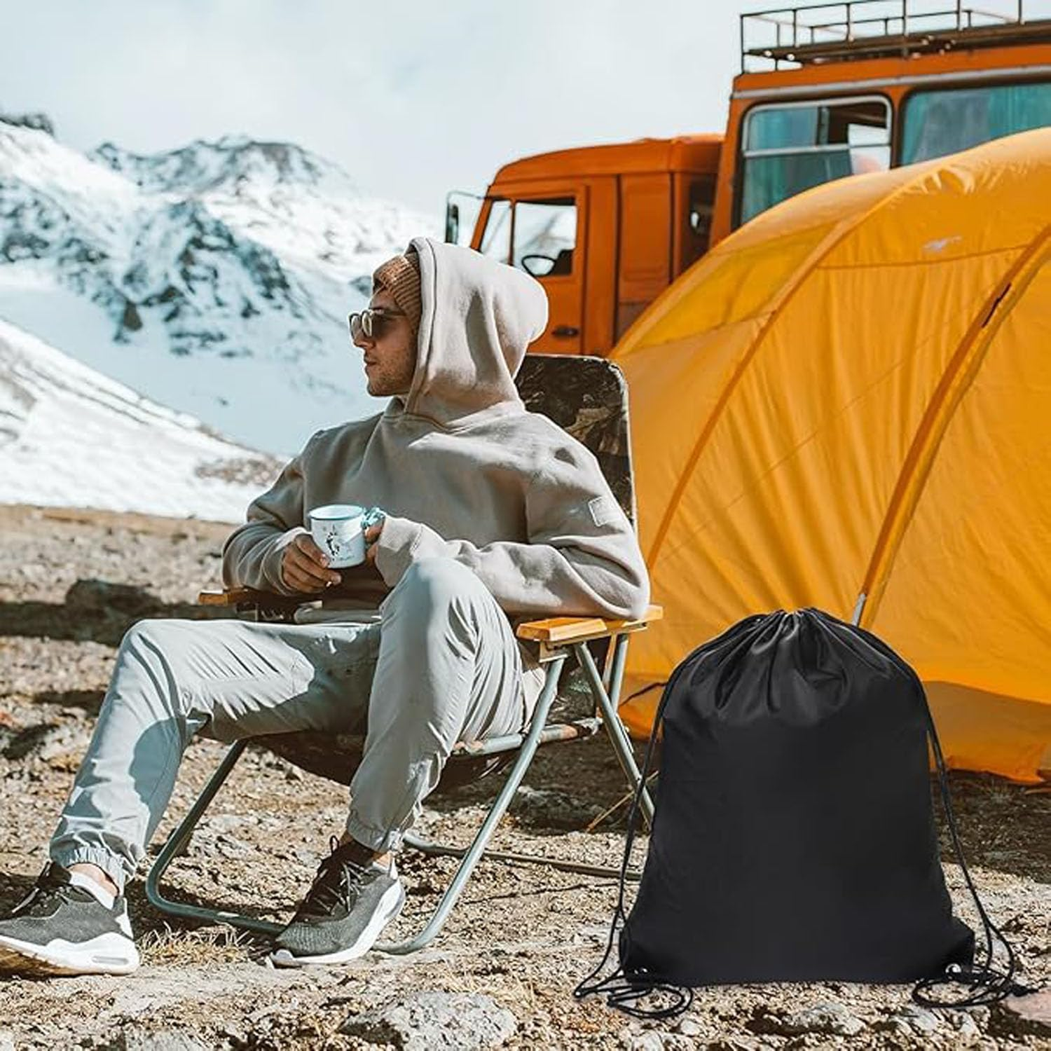 5Pcs Drawstring Backpack Bulk Drawstring Bag Nylon Cinch Sack Backpack Bag,Drawstring Gym Bag,Drawstring Backpack Draw String Bags for Sports,Travelling,Beach and Yoga(Multicolor) image number 4