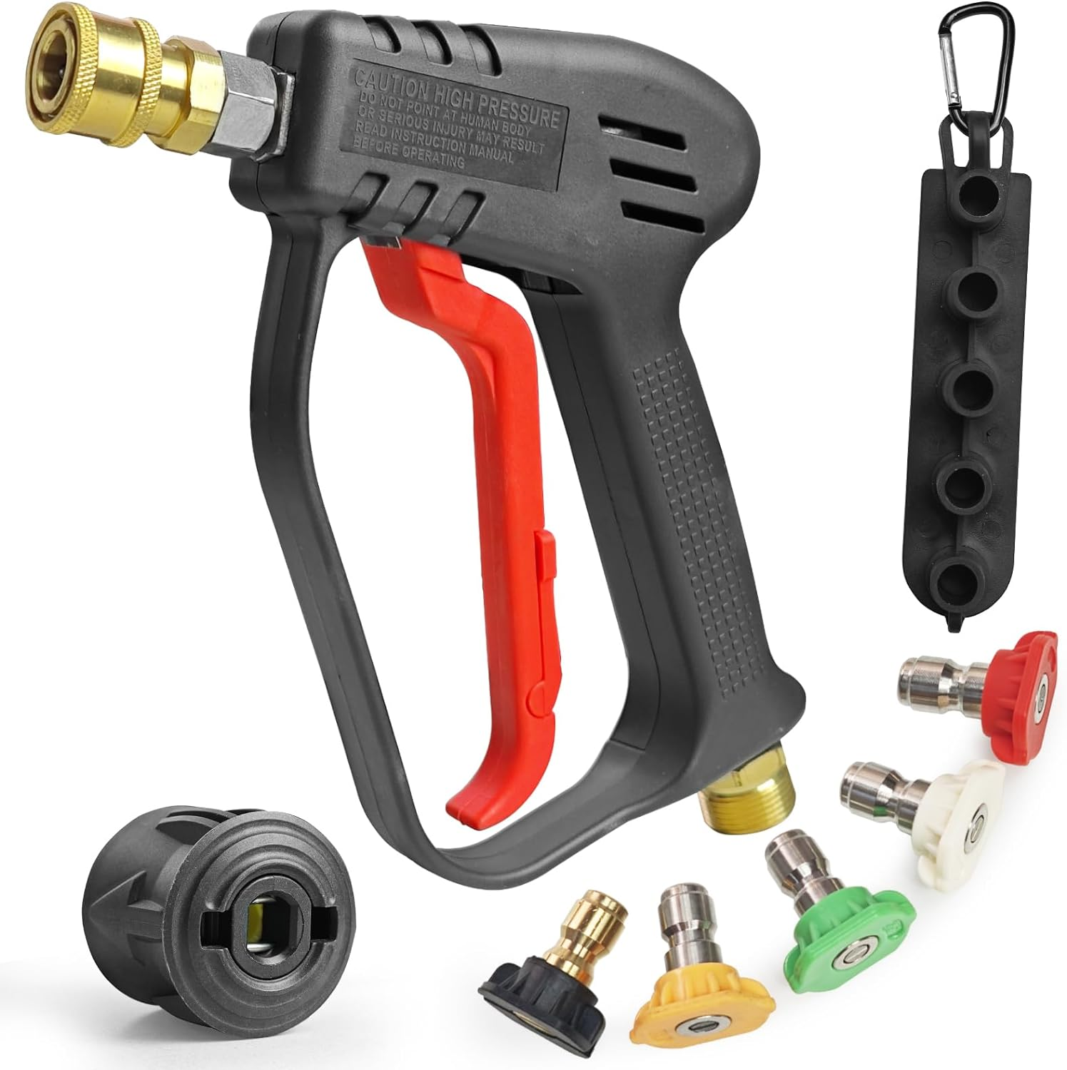 AUPETEK High Pressure Washer Short Gun 4000 Psi/280Bar with 5 Pack Spray Nozzle Tip & High-Pressure Hose Connector for Karcher Washer and M22 14MM Fitting Washer for Car Washer Cleaning Tool