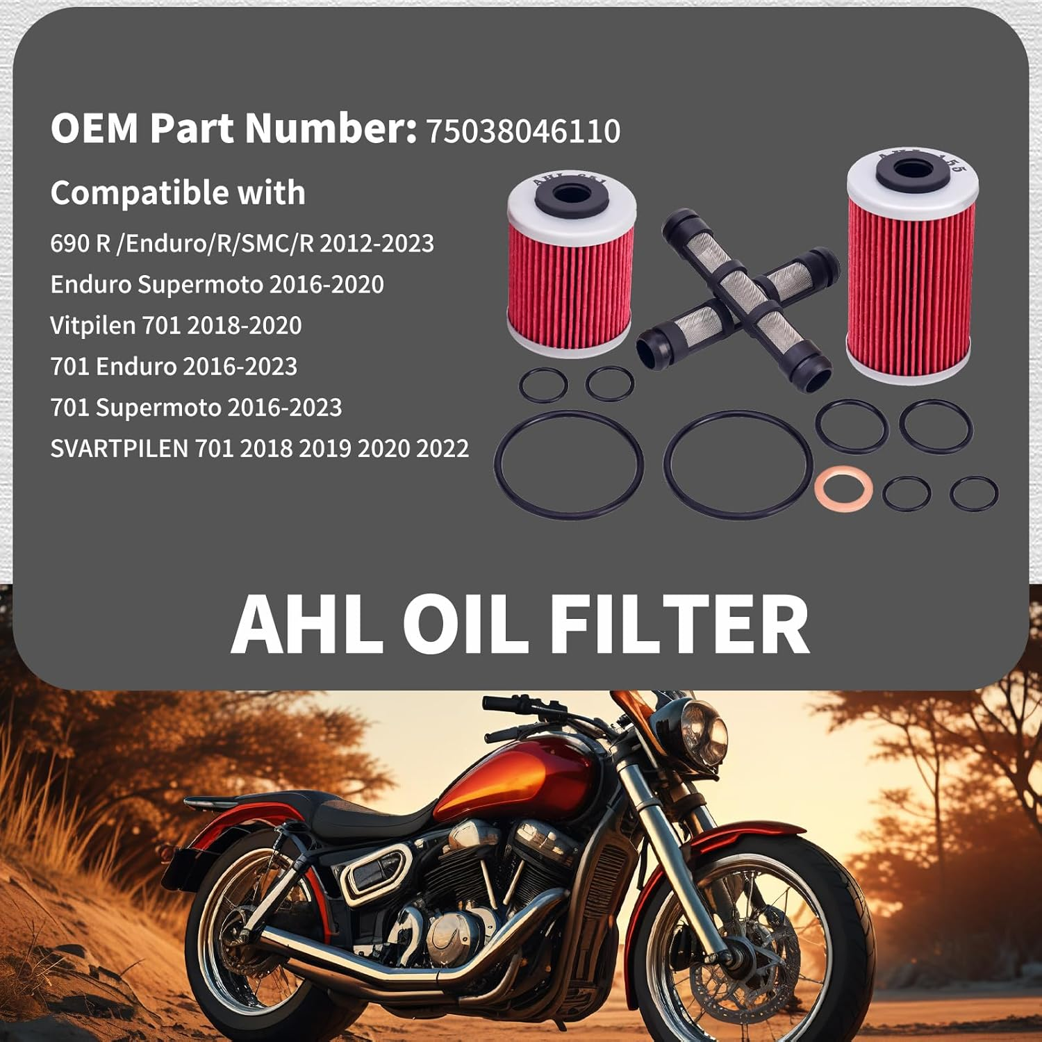 AHL Oil Filter Service Repair Kit 75038046110 Compatible with 690 /R/Enduro/R/Smc/R/ 701 Enduro/Supermoto/Svartpilen/Vitpilen 2016-2023 image number 3