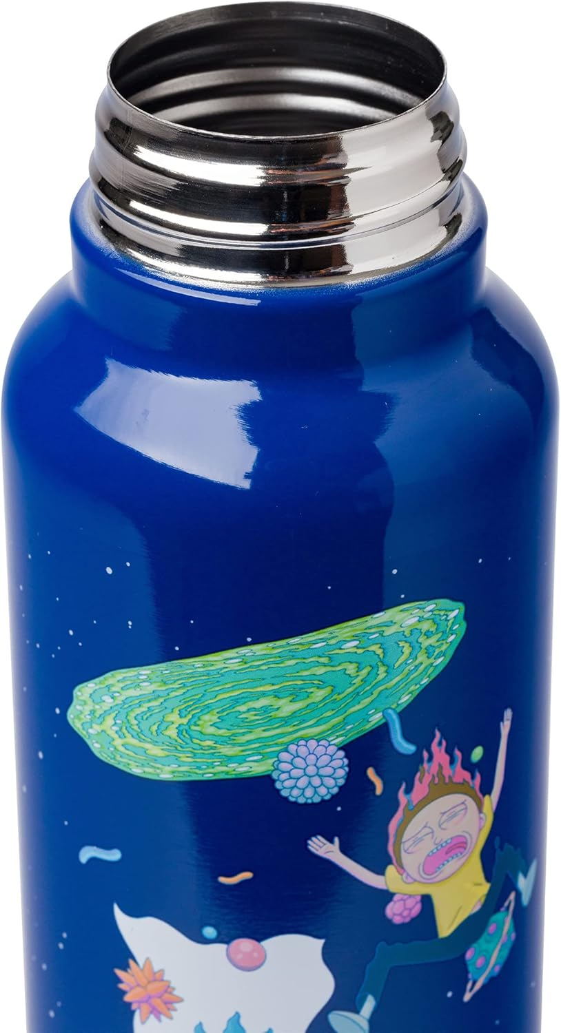 Silver Buffalo Rick and Morty Portal Jump Stainless Steel Water Bottle with Strap, 27-Ounces image number 2