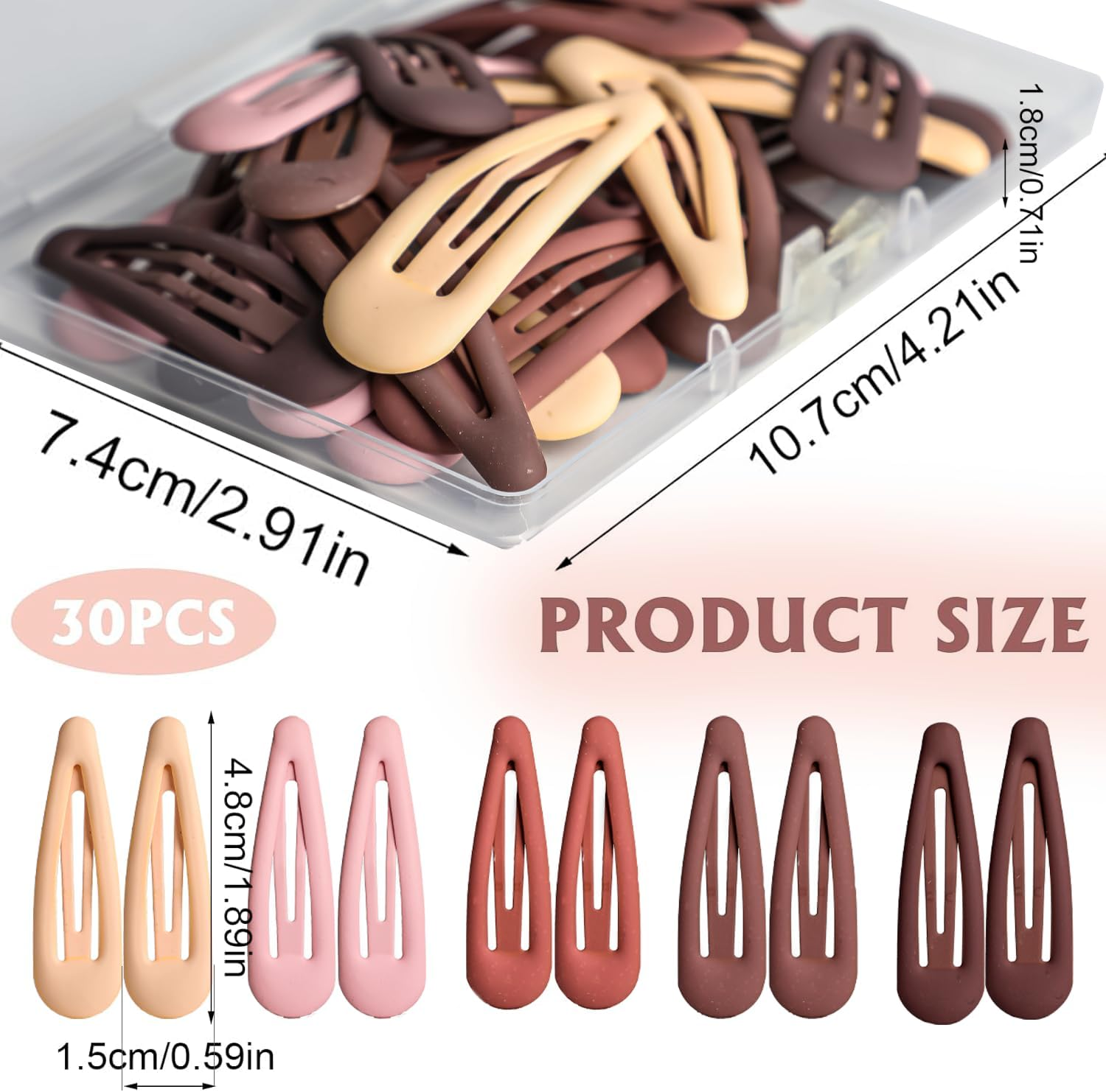 Girls' Hair Clips, 5Cm Girls' Hair Clips - Non-Slip, 30 PCS Cute Solid Colors Hair Accessories Hair Pins for Women, Girls, Cute Snap Hair Accessories for Fine/Thick Hair,Suitable for Daily Wear image number 4