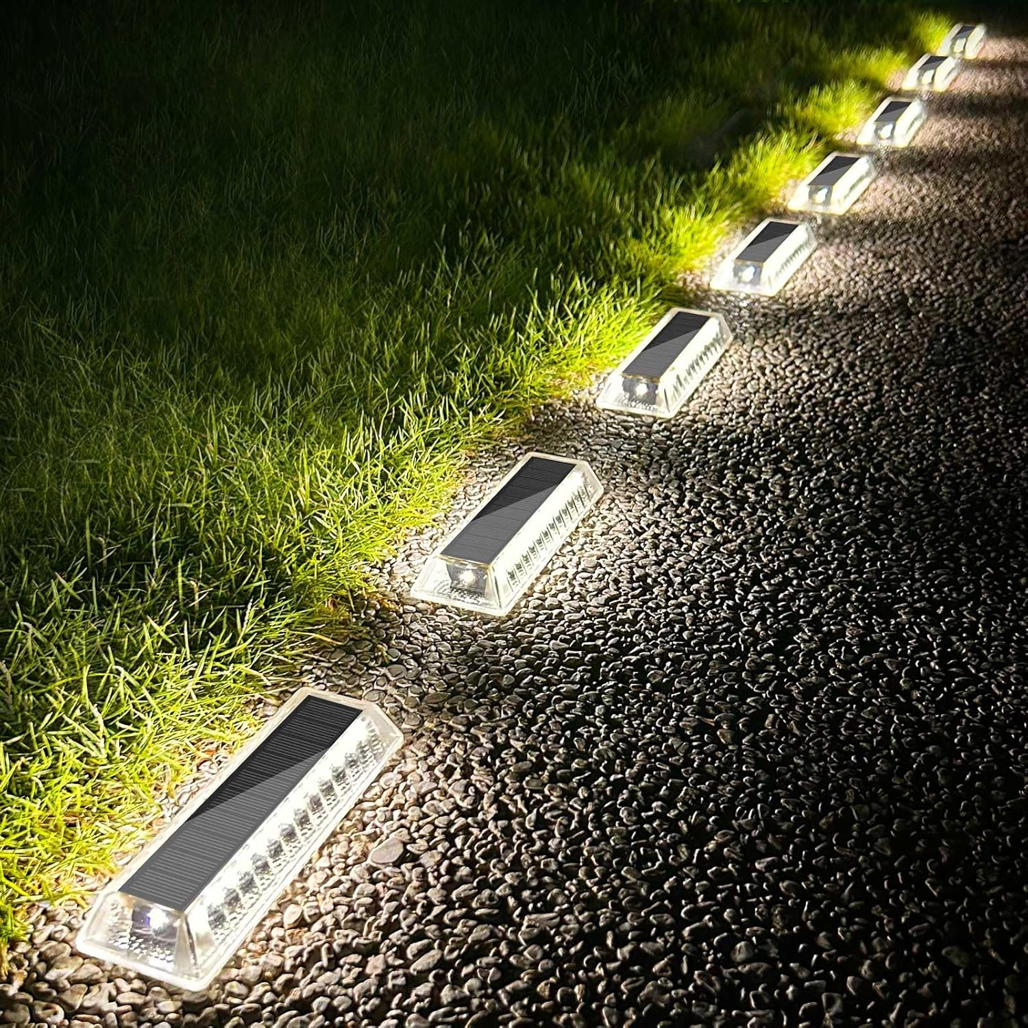 Lacasa Solar Deck Lights, Solar Light Outdoor Waterproof IP68, Solar Powered Pathway Yard Driveway Step Landscape Lights, LED Lighting 50LM for Garden Path Walkway Stair Patio, 8 Pack Cool White 6000K