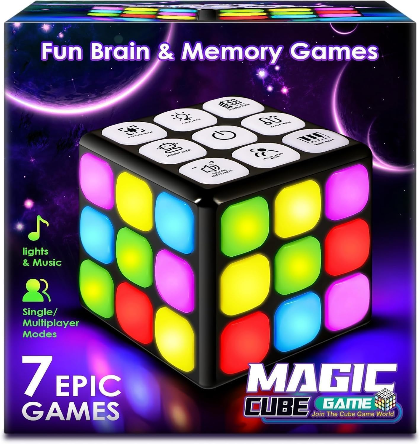 Handheld Game Cube, 7-In-1 Fun Brain Memory & Speed Games for Kids, Christmas Birthday Gifts for Boys Girls Ages 6-12+ Years Old, Cool Electronic Toys for Kids Teens Adults (Modern) image number 3