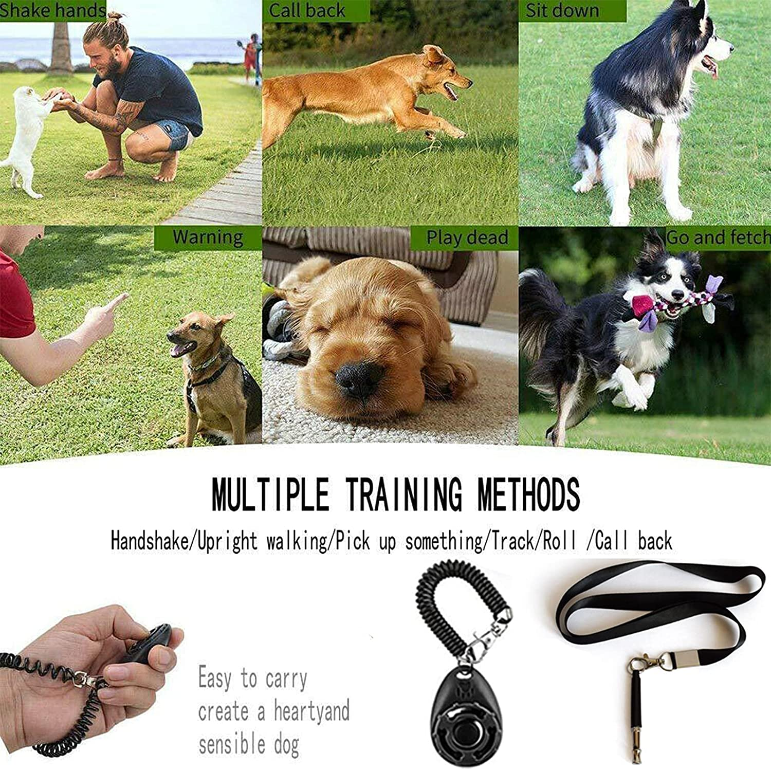 Dog Clickers with Training Whistle Kit, MH MOIHSING Trasonic Silent Dog Whistle Adjustable Frequencies, Professional Training Clicker with Lanyard for Puppies Dogs Pet Stop Barking and Recall Training image number 1