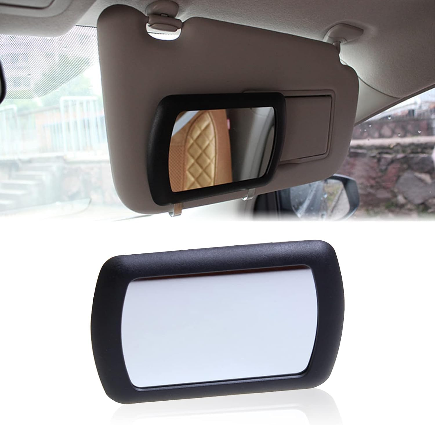 Universal Car Sun Vanity Mirror, Adjustable Portable Car Visor Cosmetic Mirror Universal for Truck SUV Auto Accessories(16.7 X 11Cm,Black) image number 3