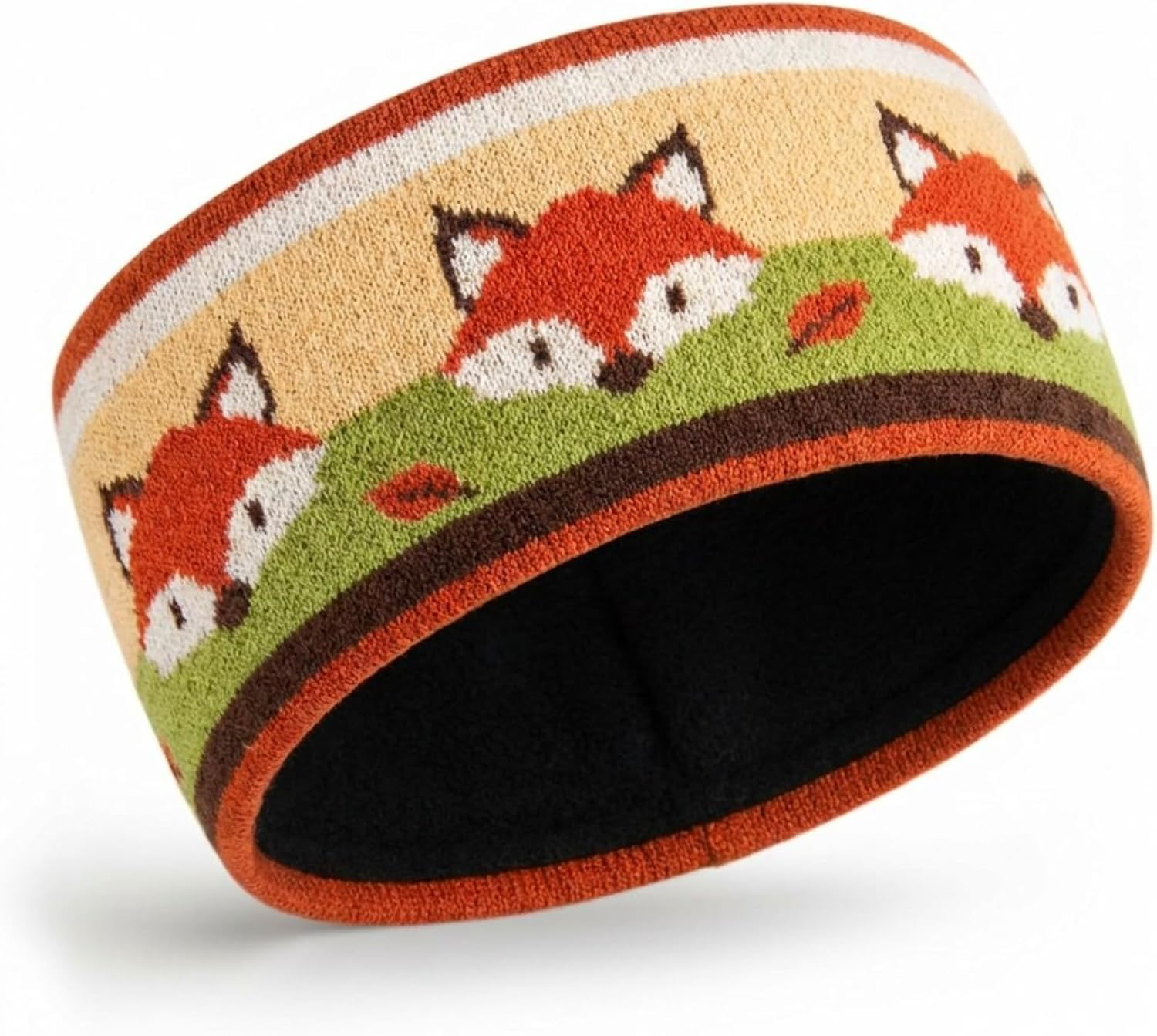 Xuniea Women Wool Ear Warmer Headband, Knitted Cute Fox Multicolored One-Size Crochet Head Wraps Thick Fleece Lining Hair Bands for Outdoor Sports image number 3