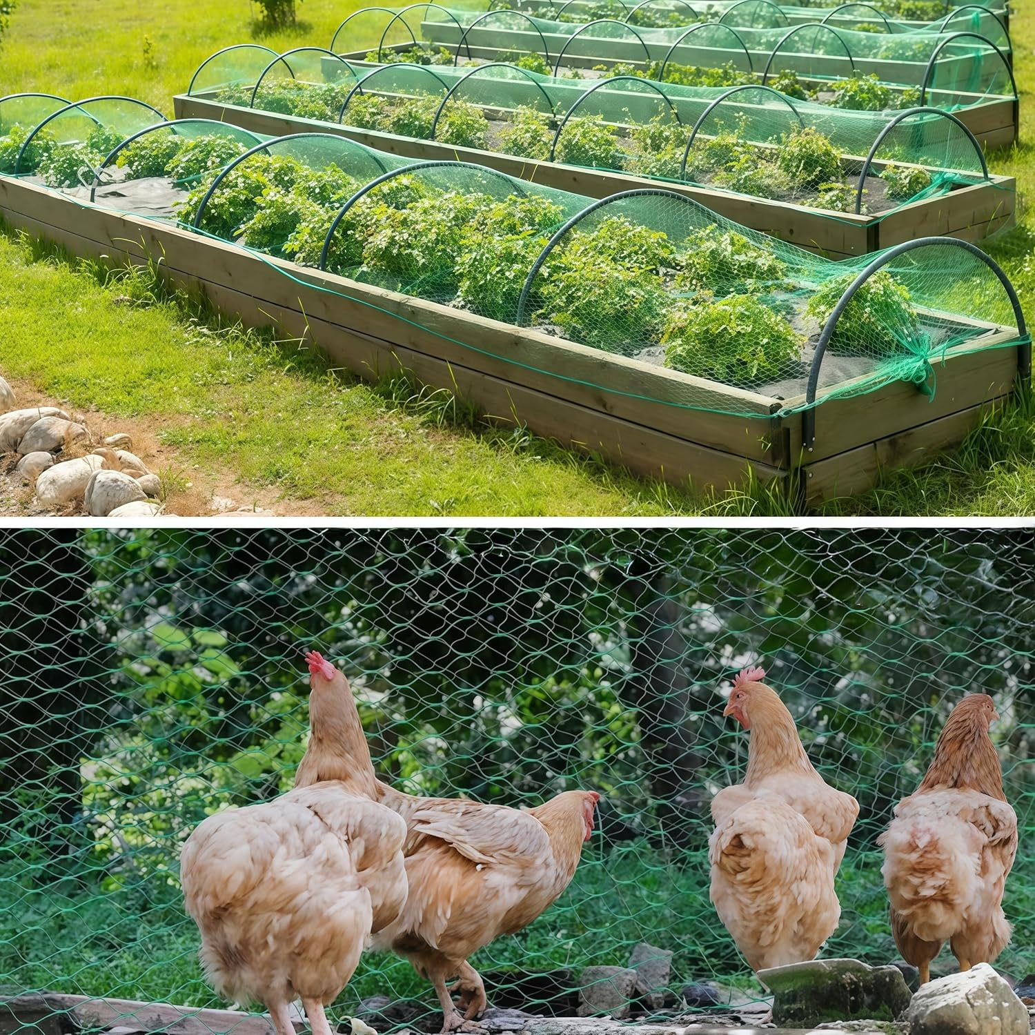 2 Pcs anti Bird Protection Net, 4 X 10 M Reusable Fence Net,Deer Fence Netting,For Garden Protection,Fruit Trees Vegetables against Birds,Squirrels,Poultry,Other Animals,Mesh 1.5 * 1.5 Cm