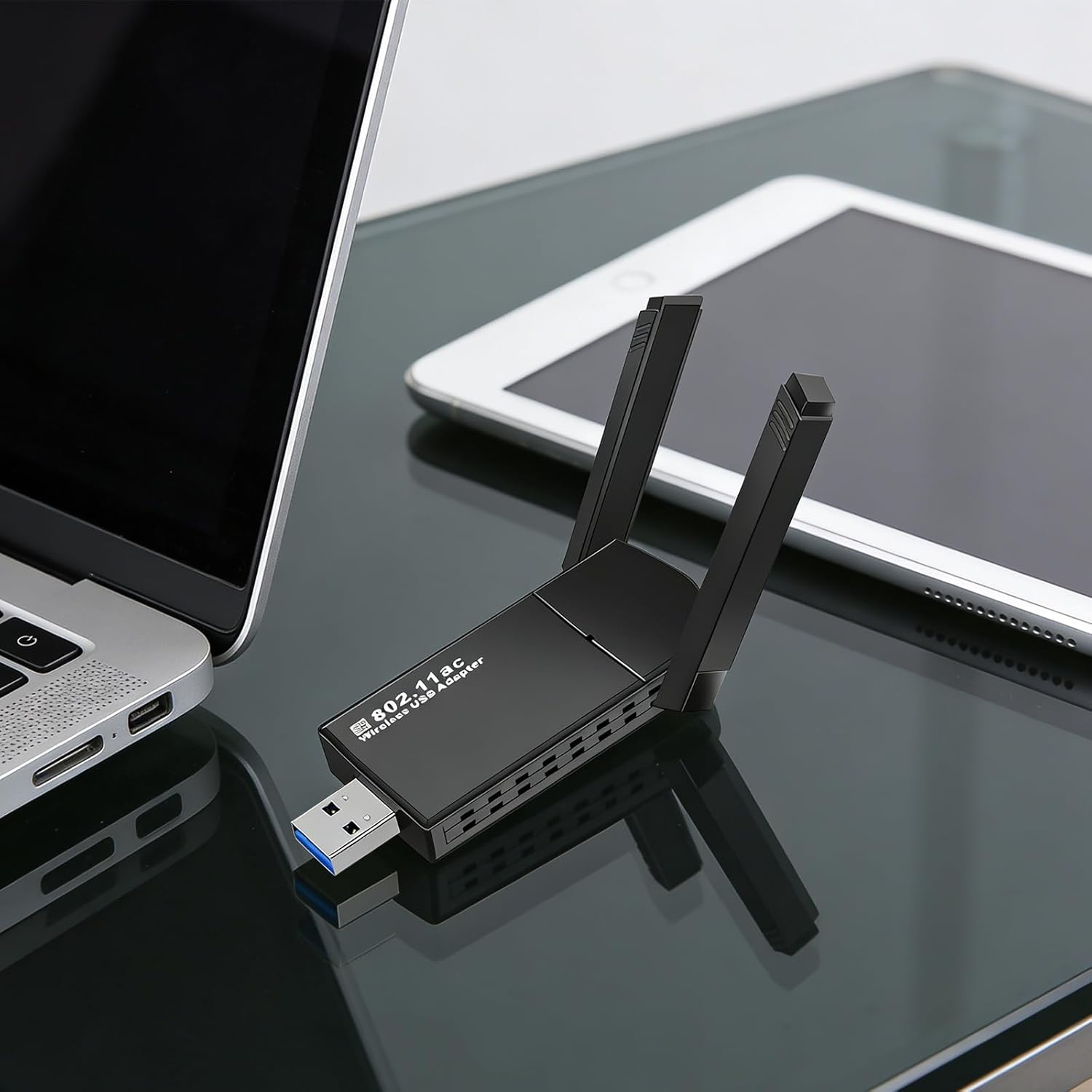 Wifi Adapter, 1300Mbps USB Wifi Adapter, Dual-Band 2.4Ghz/5Ghz Wifi Dongle, Compatible with Desktops and Laptops, Windows/Mac Os image number 4