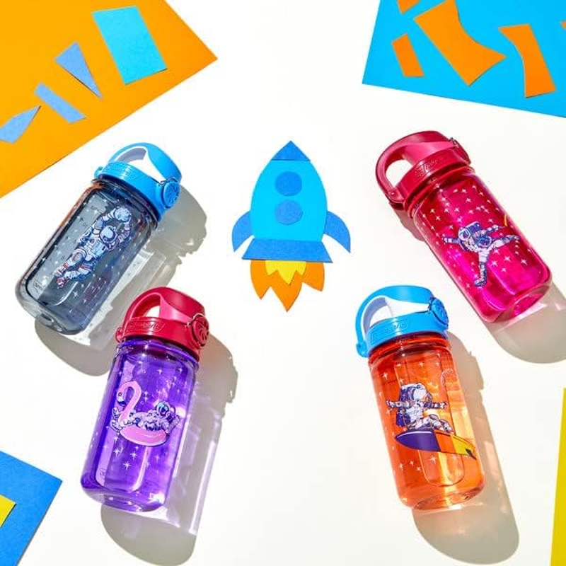 Nalgene Sustain Tritan Bpa-Free Kids on the Fly Water Bottle Made with Material Derived from 50% Plastic Waste, Leak Proof, Durable, BPA Free, Carabiner Friendly, Reusable, 12 Oz - Glow Green image number 6