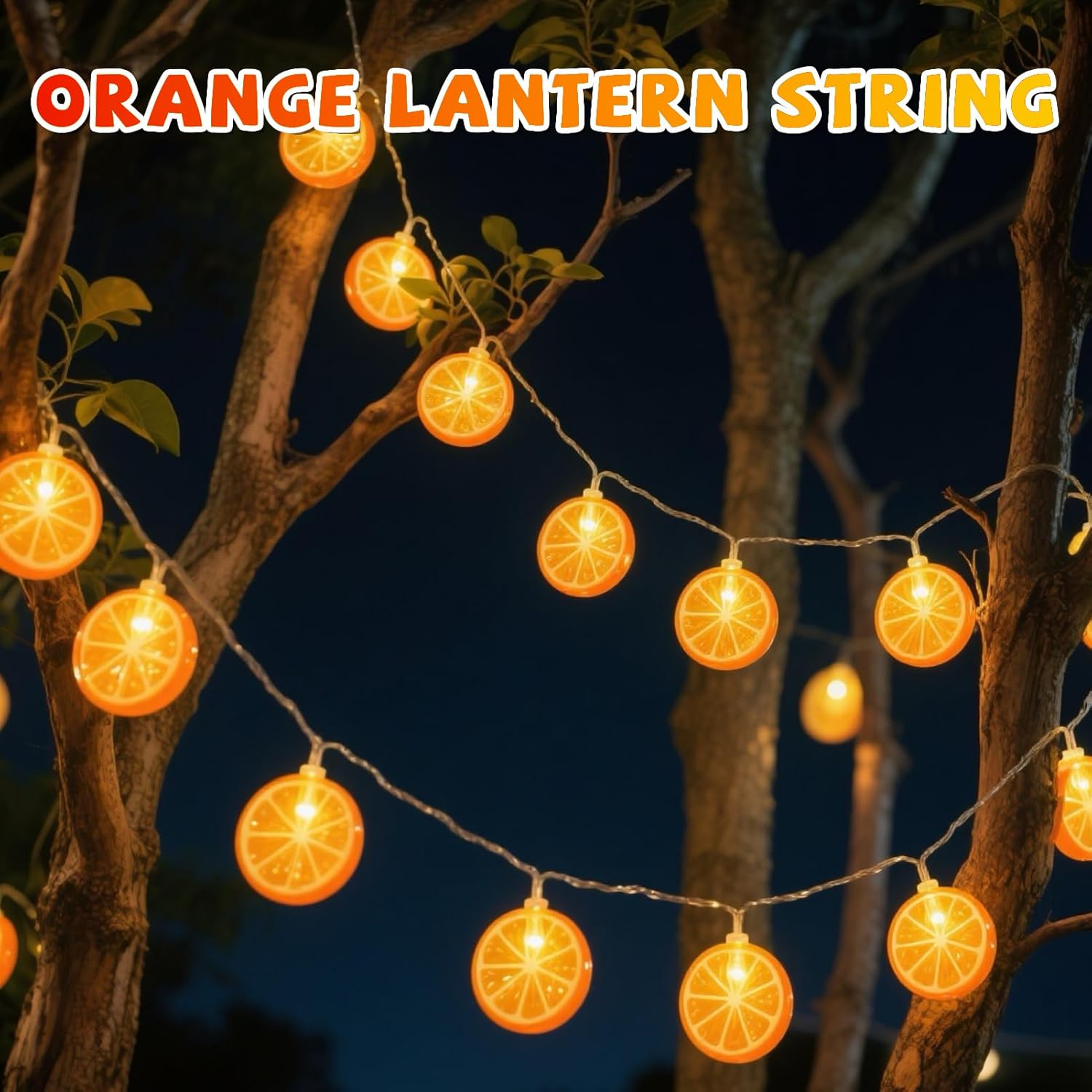 Taimeimao 3 M 20 LED Fairy Lights Orange, Lemon Decoration, Lemon Decoration Fairy Lights, Orange Slices Fairy Lights for Patio, Living Room, Bedroom, Party, Carnival, Indoor and Outdoor Use