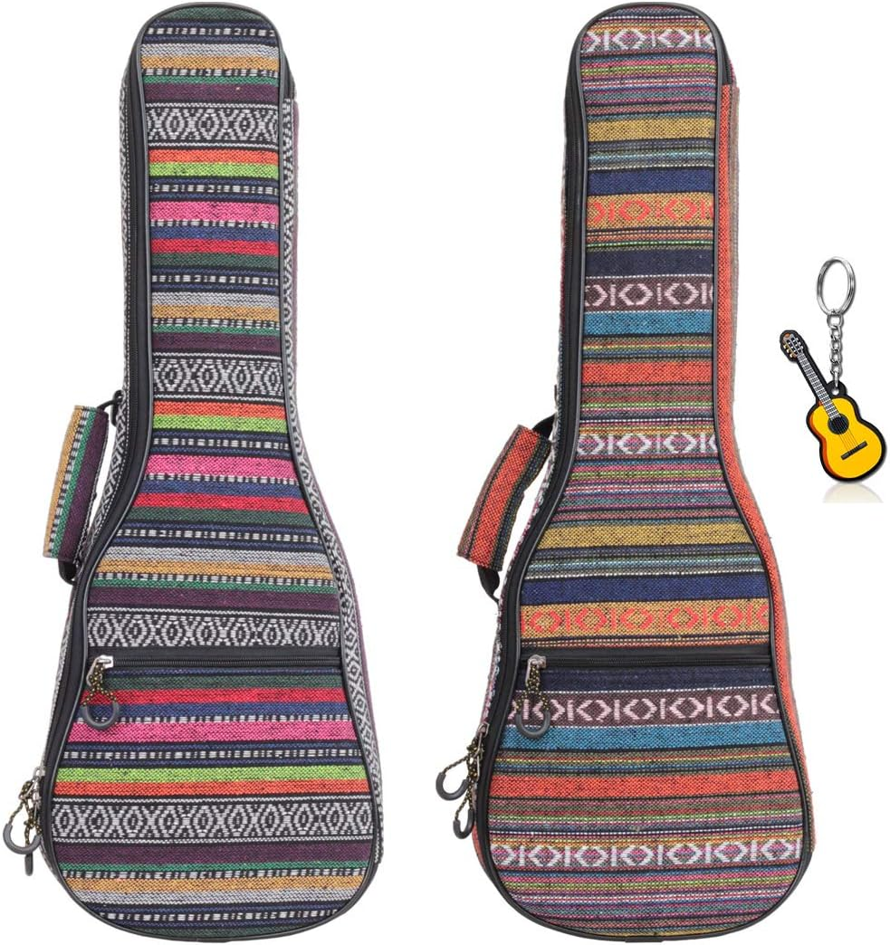 Print Ukulele Case 10Mm Sponge Portable Waterproof Ukuleles Bag Cover Uke Gig Bag with Accessory Storage Pocket (23 in Concert, Bohemian Yellow) image number 4