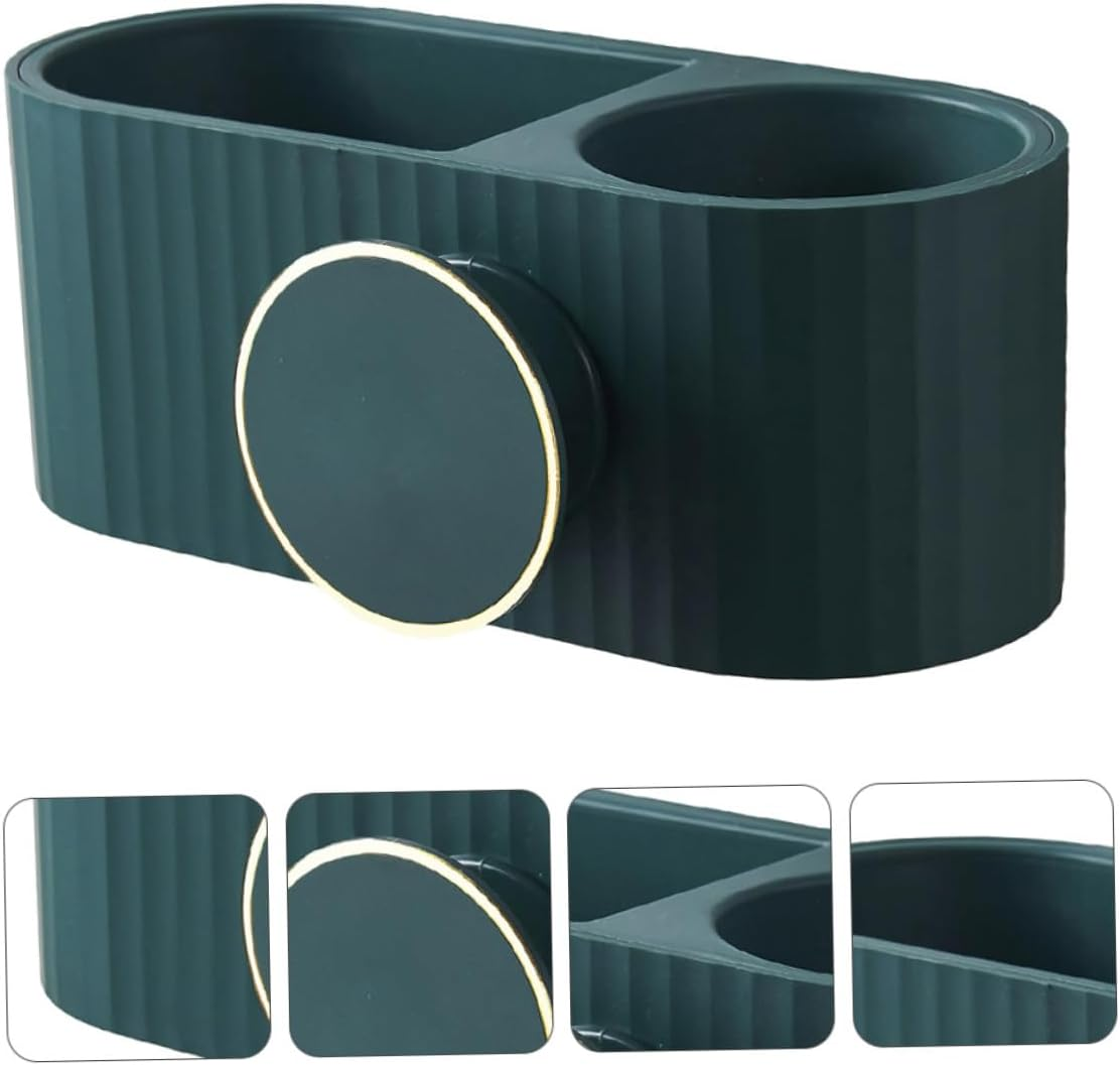 WRITWAA Wall Mounted Hair Dryer Storage Rack Bathroom Organizer Space Saving Holder in Peacock Green for Hairdryer and Accessories Practical Bathroom Supply image number 4