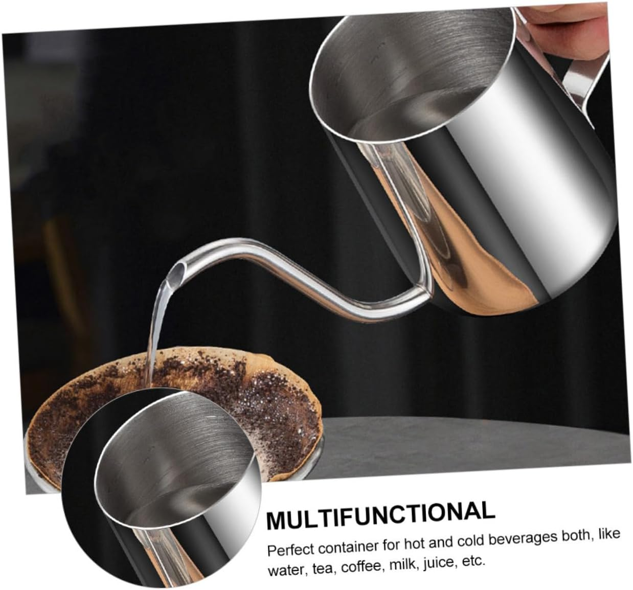 PERSELOSO Stainless Steel Coffee Pot with Lid Mini Water Kettle for Home Use High Temperature Resistant Easy to Clean and Store Suitable for Tea Coffee and Milk Brewing image number 1