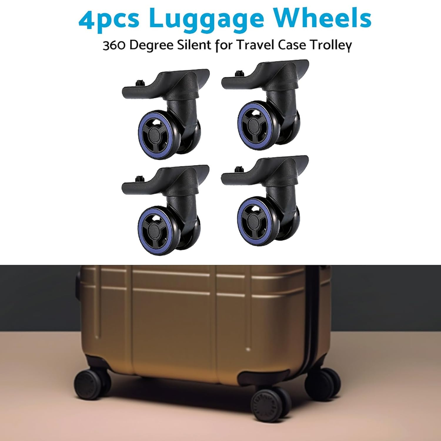 4PCS Luggage Swivel Wheels Replacement 360 Degree Silent for Outdoor Travel Case Trolley image number 2