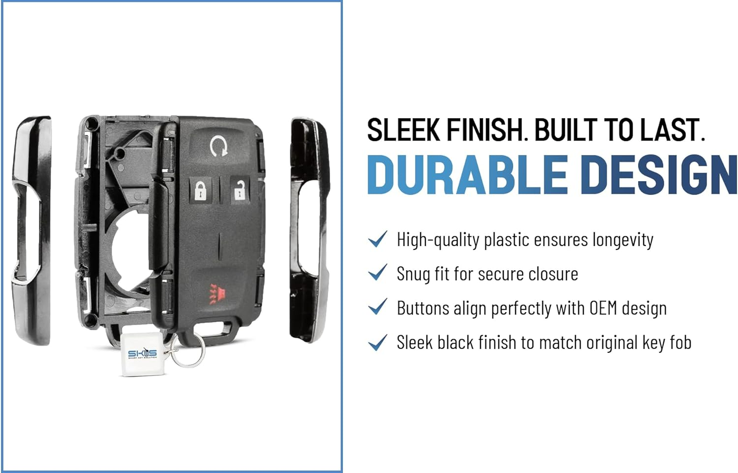 SKS Replacement Key Fob Cover for 2014 2015 2016 2017 2018 2019 Chevrolet Chevy Silverado Suburban Tahoe GMC Sierra Yukon 4 Button Shell M3N-32337100, No Programming Required image number 3