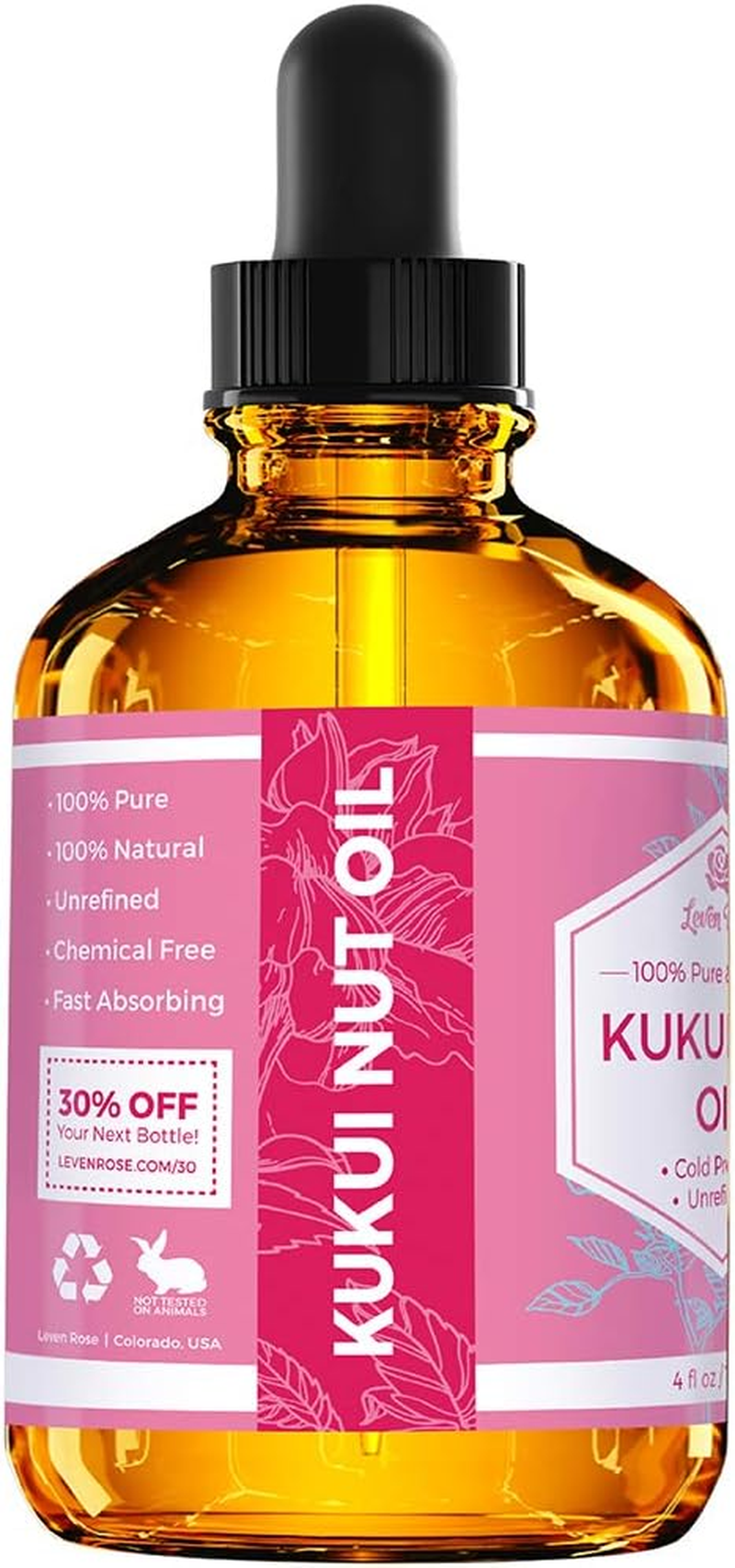 Kukui Nut Oil from , 100% Natural Organic (Cold Pressed, Unrefined) 120Ml image number 3