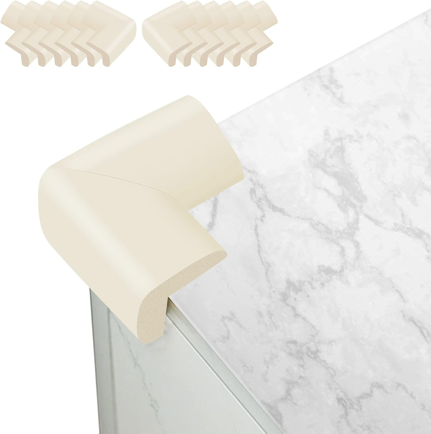 8 Pack Soft Corner Protector Baby Proofing Edge and Corner Guards, Safety Pre-Taped Furniture Bumper for Fireplace, Table, Stair, Cabinet (White) image number 3