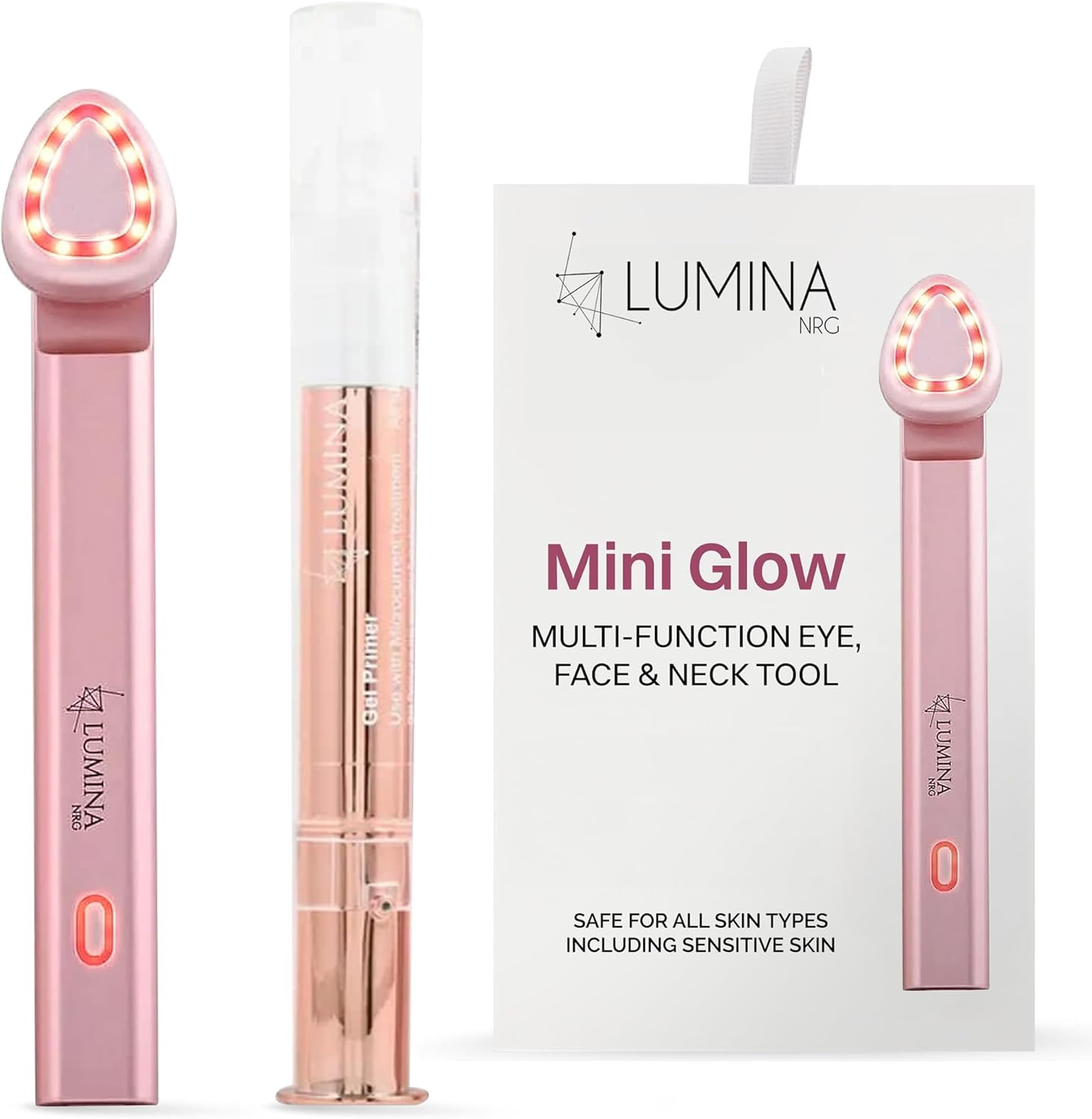 Lumina NRG Mini Glow Pro 5-In-1 LED Face Wand &ndash; Skin Lifting, Toning & Firming Facial Massager with EMS, Microcurrent, Red & Blue Light &ndash; at Home Neck Contouring Beauty Device & Sculpting Tool image number 4