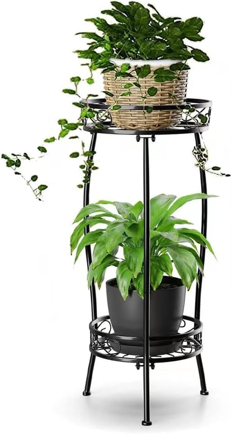 2-Tier Tall Metal Plant Stand &ndash; Indoor Outdoor Heavy Duty Plant Holder Shelf, Rustproof Flower Pot Rack for Corner, Patio, Balcony, Garden, Office (Black) image number 5