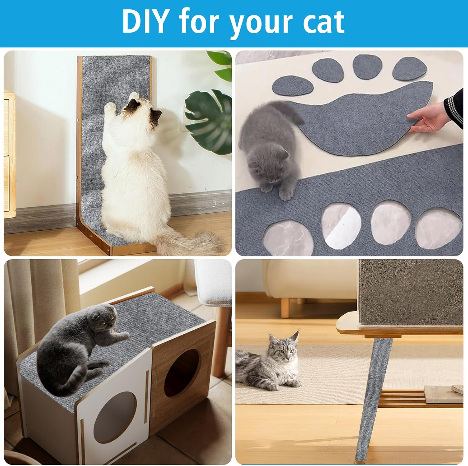 Cat Scratch Furniture Protector Mat, anti Scratch Couch Sofa Protector for Cats, Cat Carpet with Self-Adhesive Trimmable image number 5