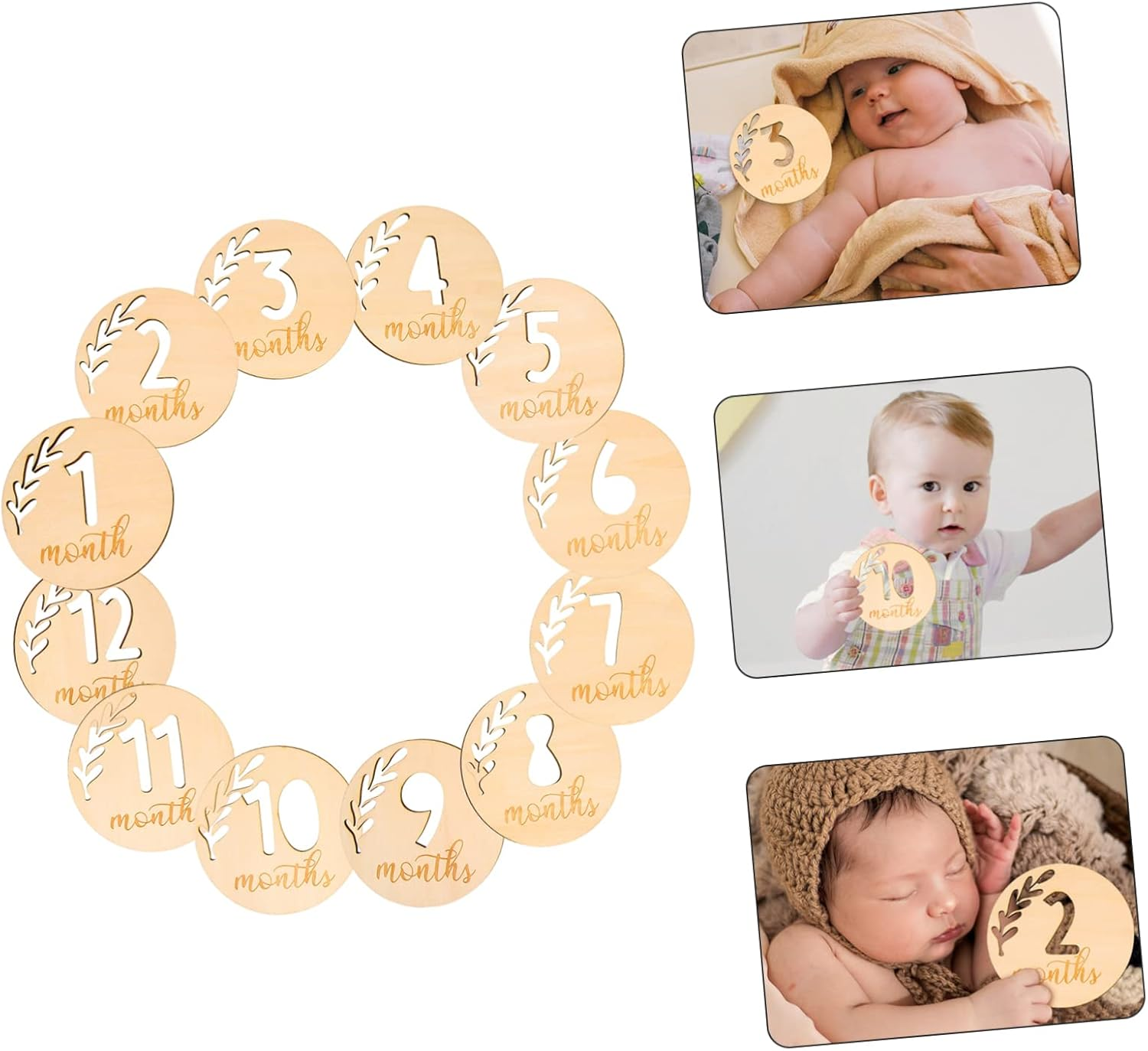 BESPORTBLE 12Pcs Newborn Milestone Blocks Monthly Commemorative Cards for Photography image number 5