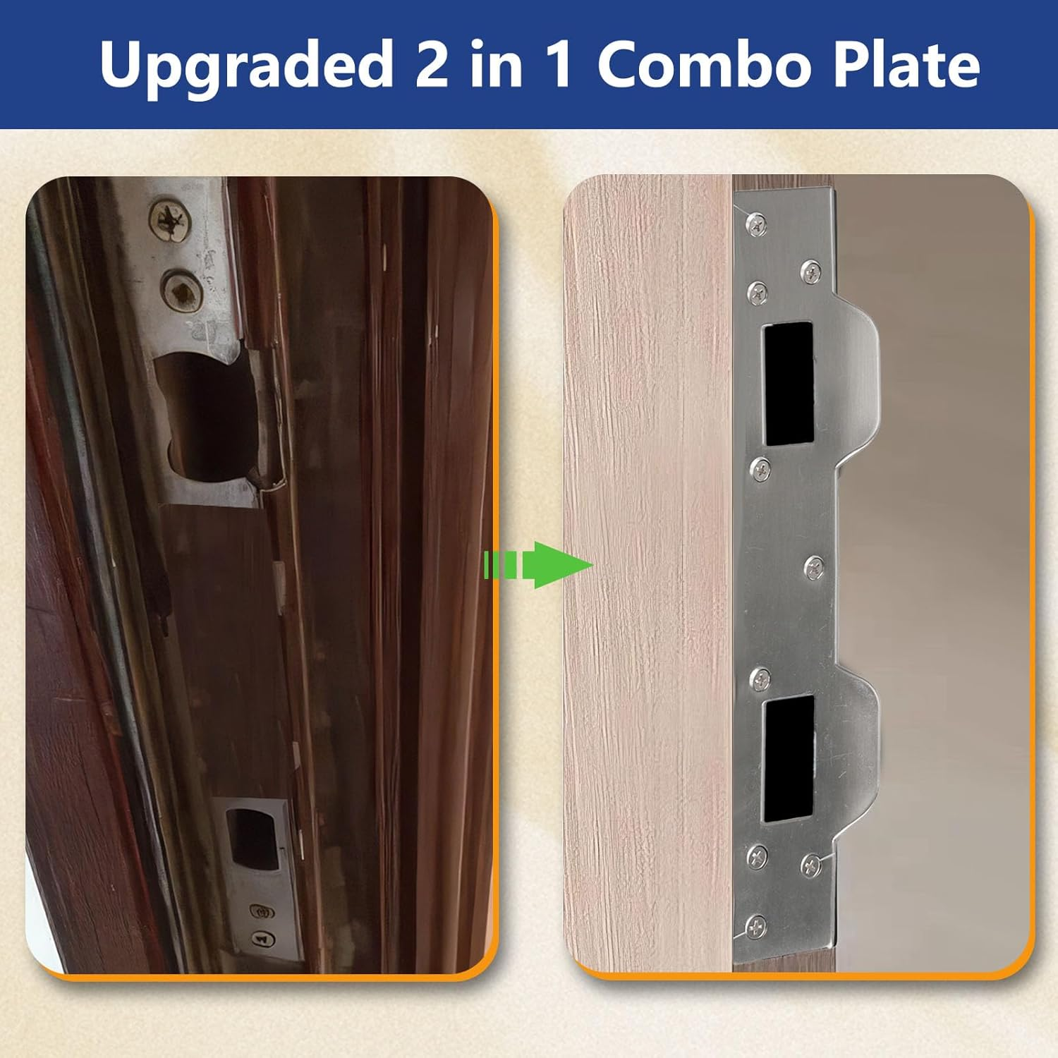 Door Strike Plate Reinforcement Plate, Front Door Strike Plate, Double Strike Plate for 5-1/2 In. Hole Centers, Heavy Duty, Front Door Security Devices Door Latch Plate (Satin Nickel, 1 Pack) - Matte Black image number 3