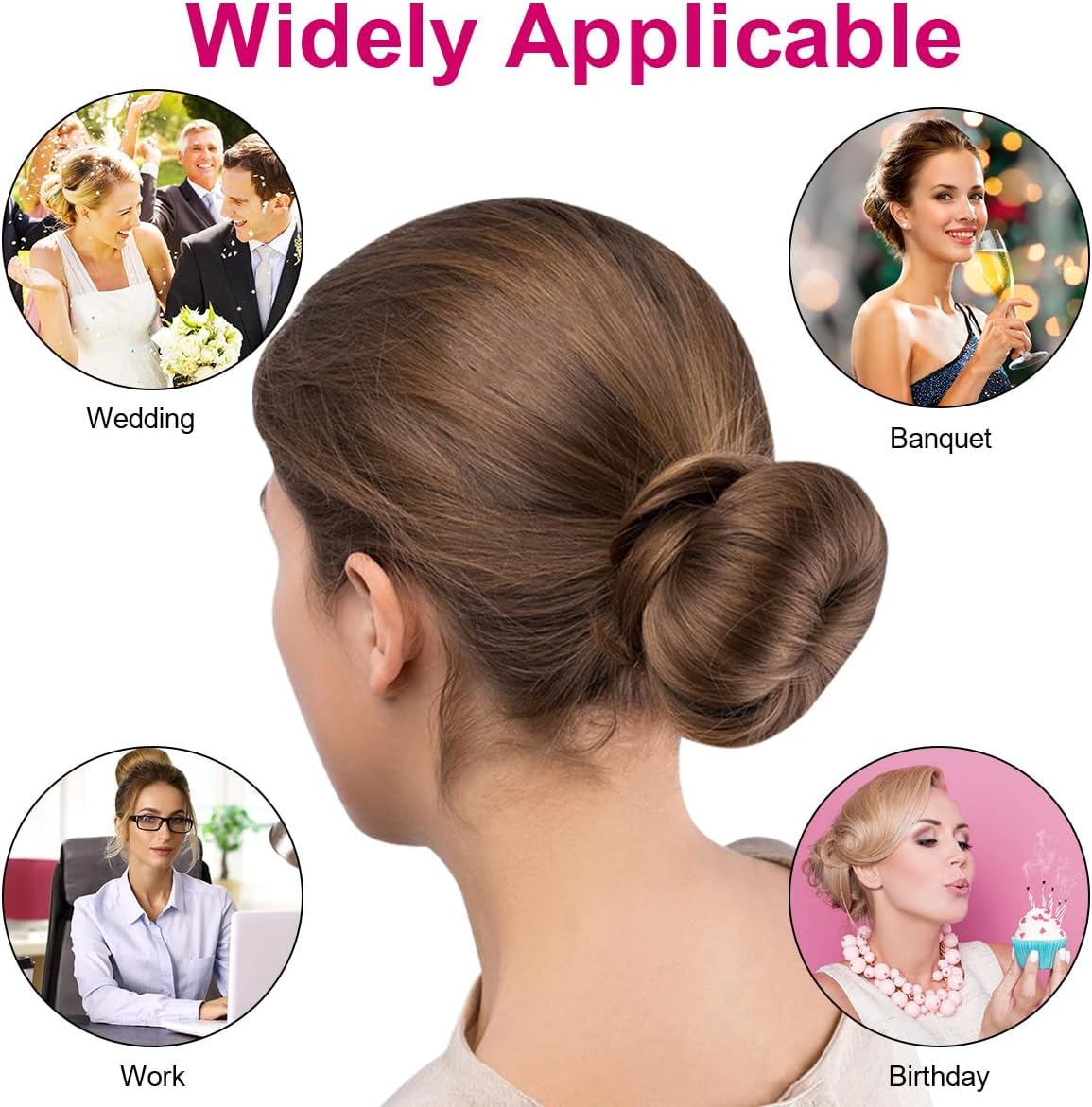 URAQT Hair Donut Bun Maker Set, 4 Pcs Ring Style Donut Bun Shaper with 30 Hair Pins, Blonde Chignon Doughnut Bun Hair Accessories for Girls Kids Women DIY Chignon Hair Styles image number 6