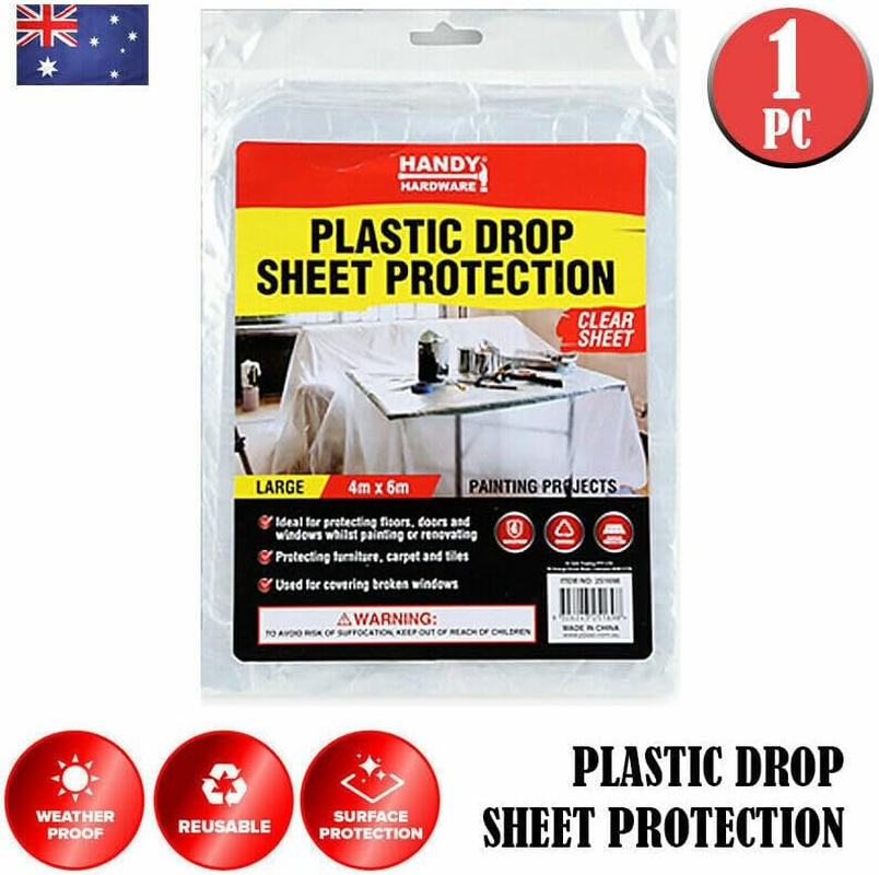 Tootoo Drop Sheet Clear Plastic Reusable Strong Durable 6M X 4M image number 1