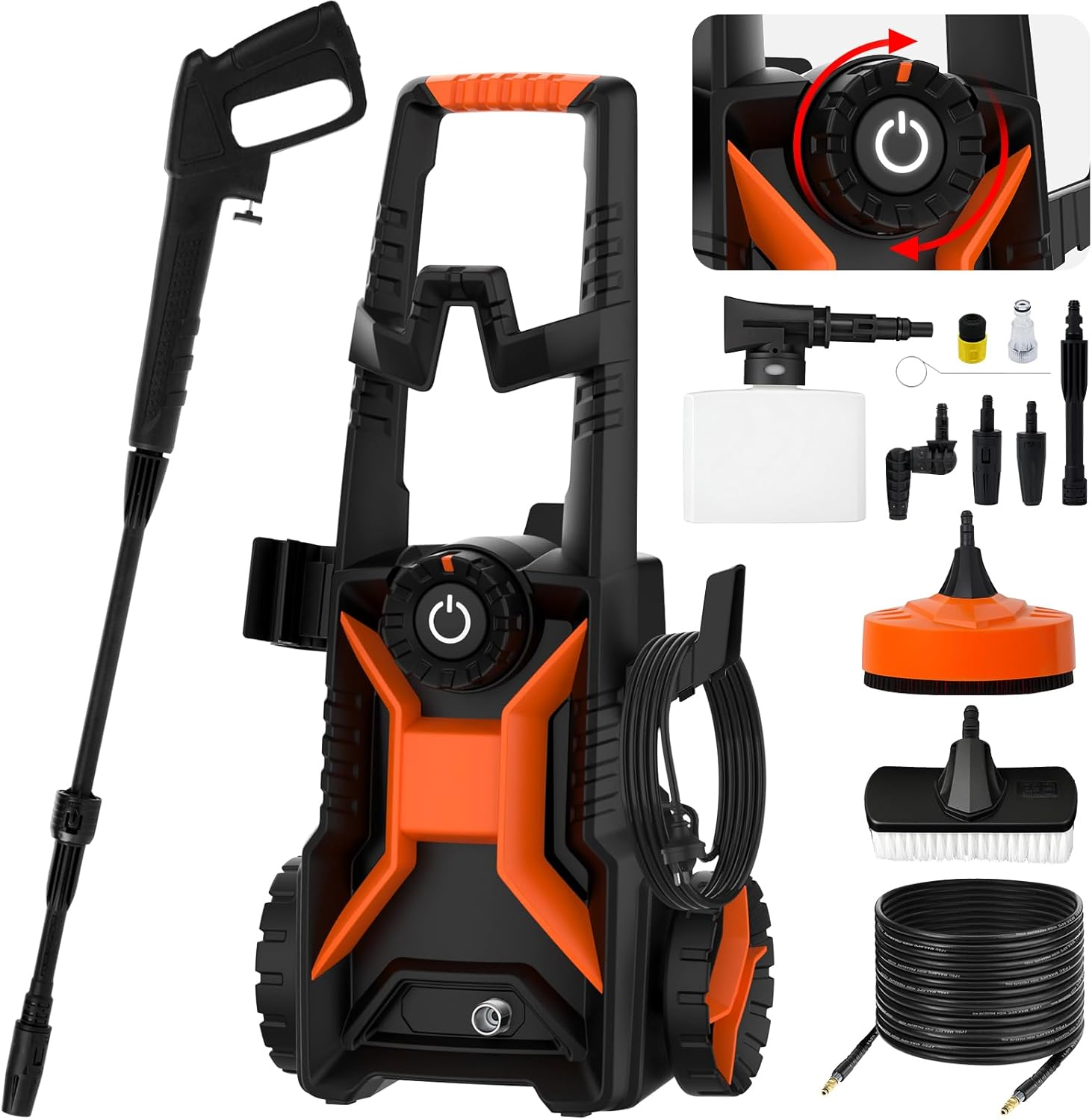 ADVWIN Pressure Washer 3800PSI, 2200W Electric High Power Washer Adjustable Pressure Max 8L/Min, with Spray Gun/8M Hose, Cleaner Machine for Cars Fences Driveways Patios Home Cleaning image number 1