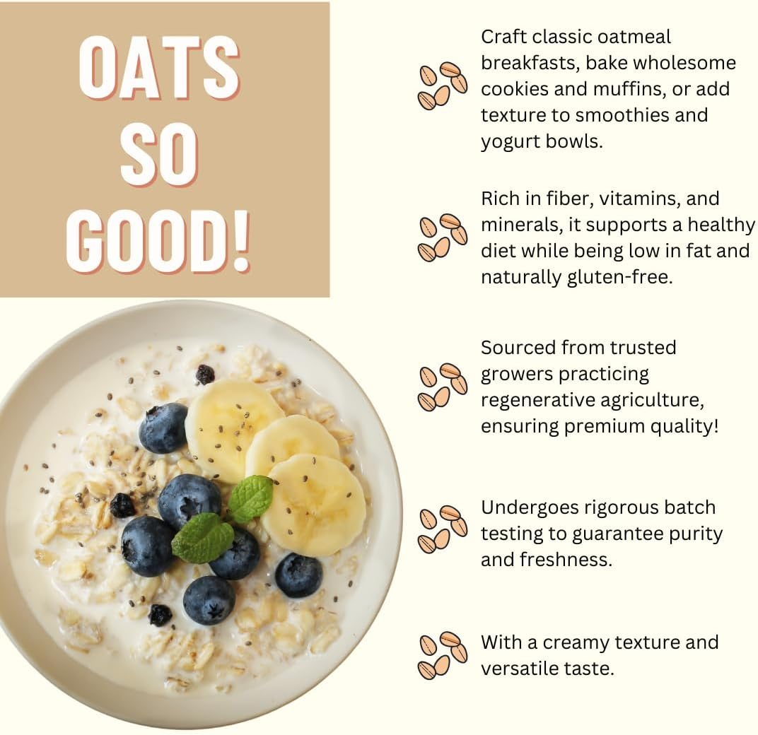 Mountain High Organics Inc. Certified Organic Rolled Oats 6G Bucket (23LBS), Tan image number 4