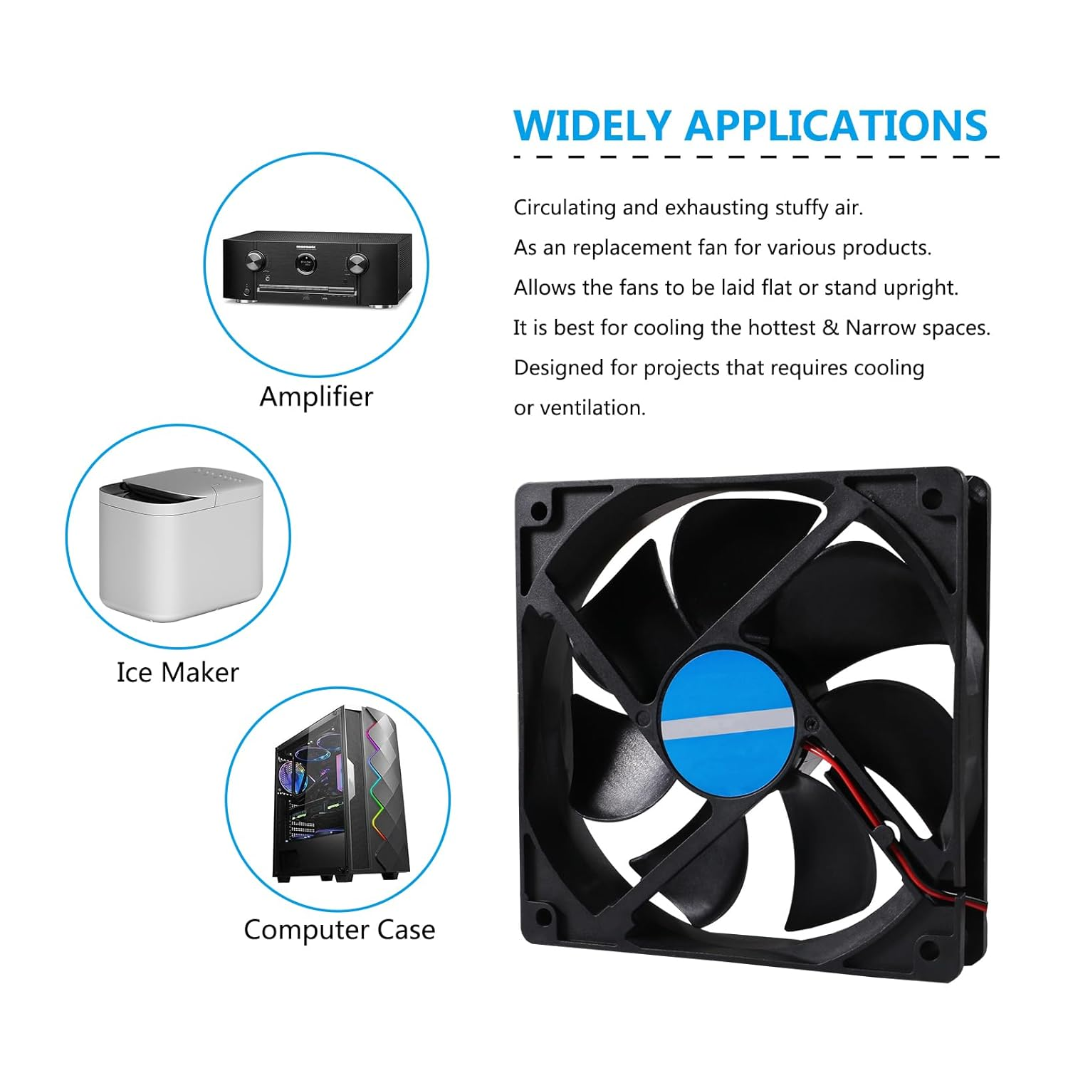 DIANN 2Pcs 120Mm 5V USB Computer PC Fan, 120X25Mm, Perfect for Desktop, Laptop, Refrigerator, Power Inverter, Server image number 1