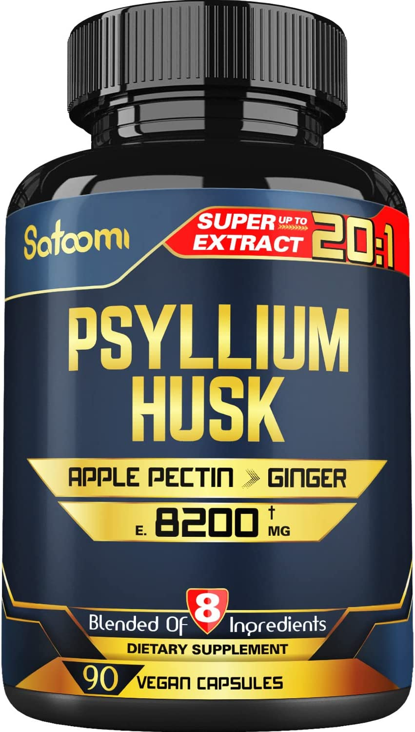 Fibre Supplement - Psyllium Husk Extract Capsules - 3 Month Supply - Blended with Apple Pectin, Ginger, Fennel, Turmeric, Peppermint, Cinnamon, Amla - Support Digestive & Immune Health