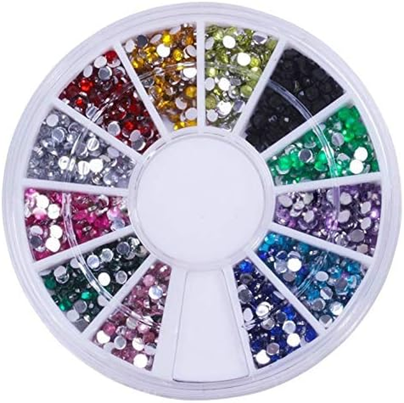 12 Colors/Wheel Rhinestone Acrylic Nail Art 2MM round Rhinestone Nail Art Glitter Decoration Zhengpingpai image number 3
