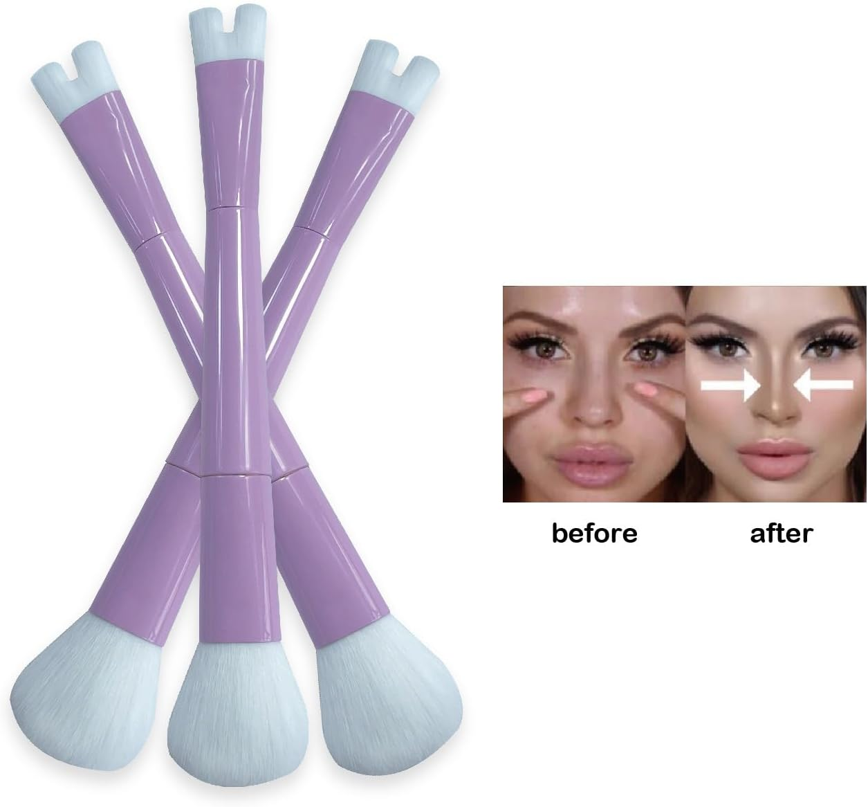 WALULAN 2-In-1 Nose Contour Makeup Brush U-Shaped Makeup Brush Nose Contour Sculpting Stickfor Nose, Face image number 2