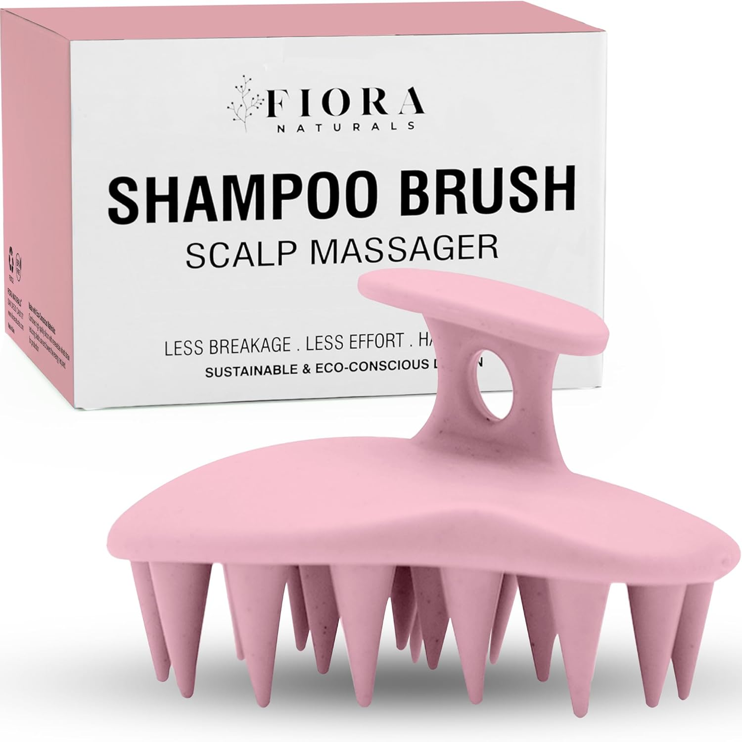 Fiora Naturals Scalp Massager Shampoo Brush - Silicon Scalp Scrubber & Exfoliator for Dandruff Removal and Hair Growth, Wet & Dry Hair, Men, Women, Kids - BPA Free