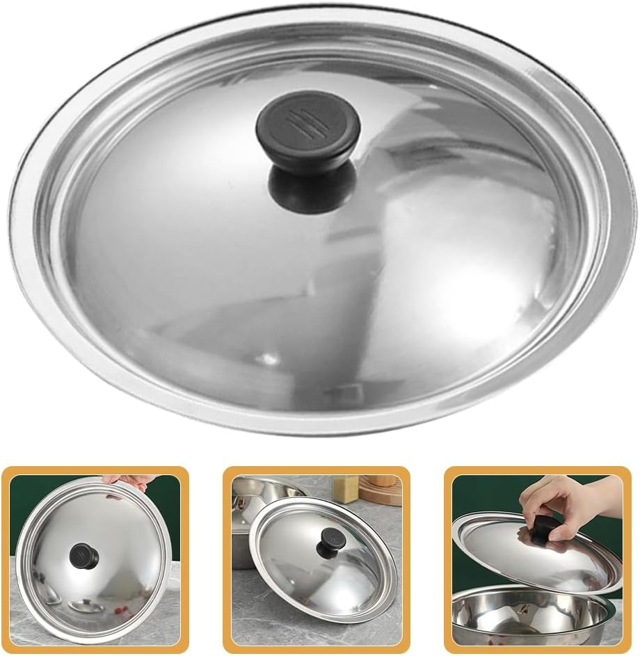 Stainless Steel Universal Pot Lid with Bakelite Knob, 18Cm Replacement Cover for Saucepan, Frying Pan, Skillet, Spice Pot, and Small Bowls image number 2