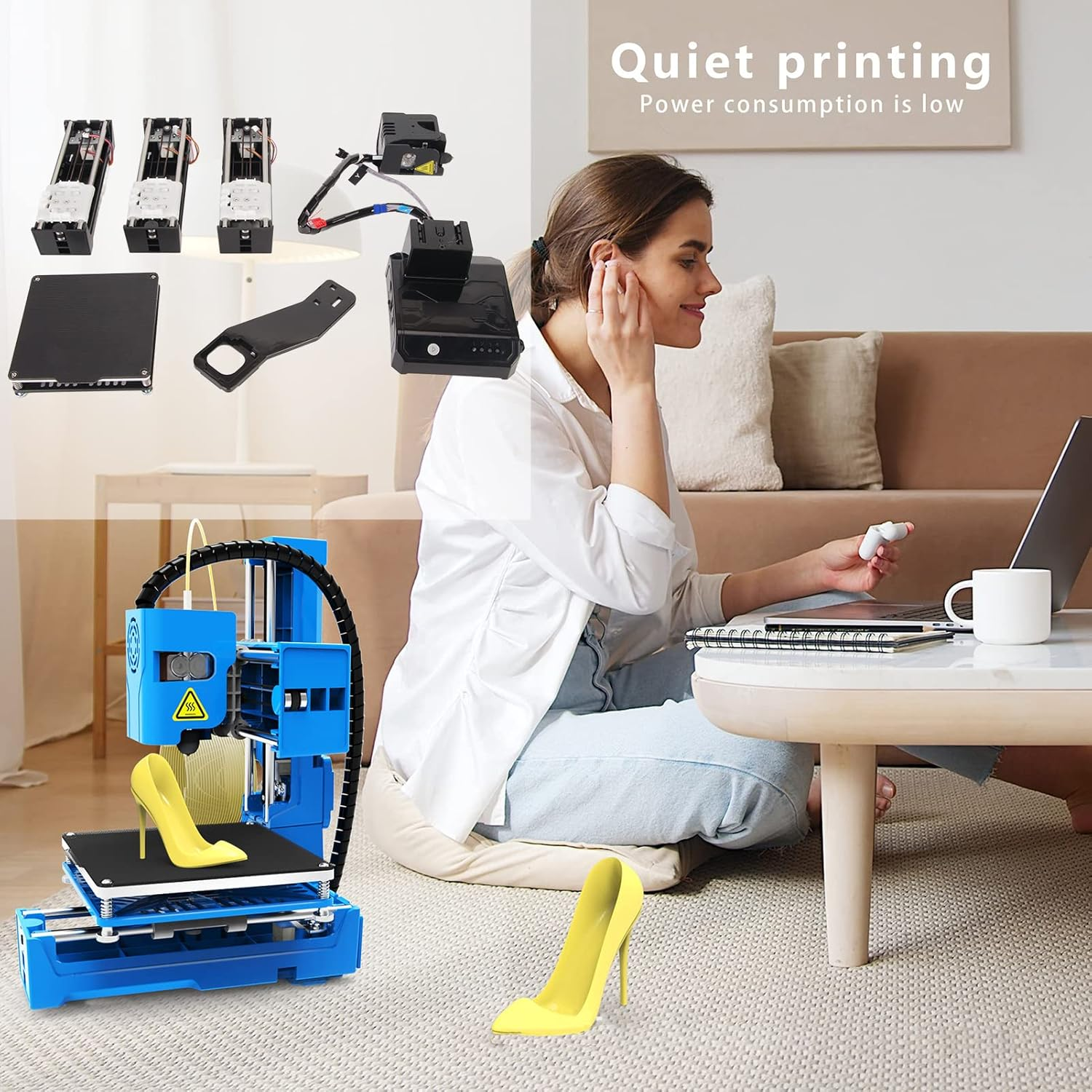 3D Printer, High Printing Accuracy Portable FDM Mini 3D Printer for Kids and Beginners, Quick Assembly Desktop 3D Printer for DIY, Home, School, Printing Size 4 X 4 X 4 Inch (AU Plug) image number 6