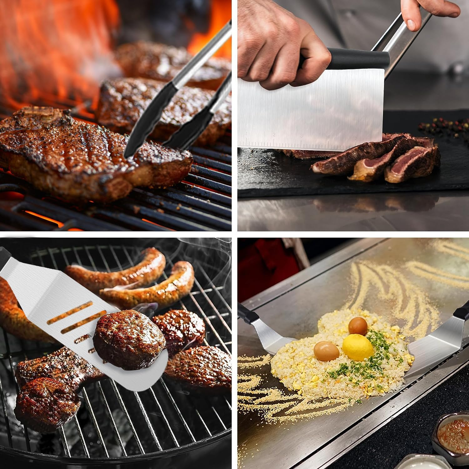 43Pcs BBQ Grill Tool Set, Stainless Steel Griddle Accessories Kit, Flat Top Grill Accessories Set, Spatula Set for Outdoor Barbecue Family Parties and Picnics,Outdoor,Plancha Grill