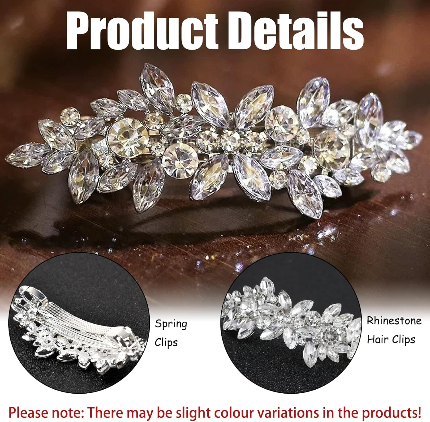 Crystal Elegance Bridal Hair Clip, Silver Rhinestone Wedding Hair Accessory, Sparkling Floral Design Hair Pin for Long Hair image number 2