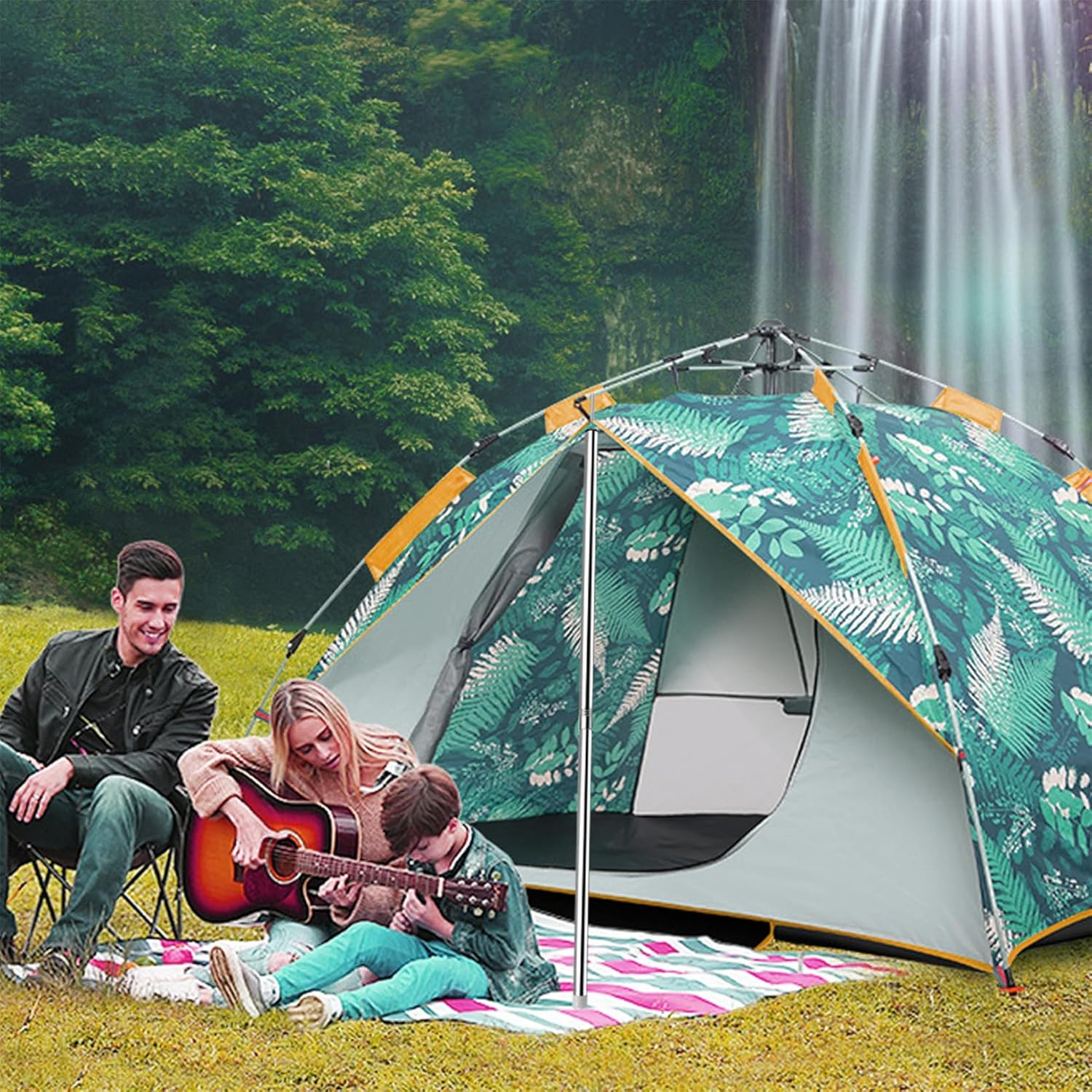 KOMCLUB Tarp Poles 198Cm/78.1In Adjustable Camping Tent Poles Sturdy Lightweight Stainless Steel Shade Pole for Awnings Canopy Rain Fly Shelter 19Mm Set of 2 image number 1