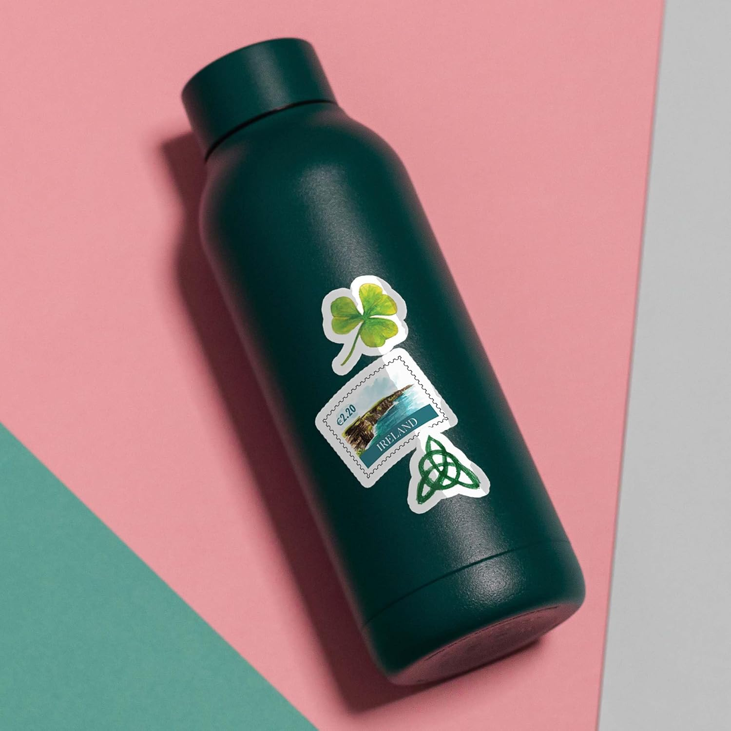 Navy Peony Emerald Ireland Travel Stickers (34Pcs) - Watercolor, Waterproof, Irish Themed Vacation Decals for Journals, Scrapbooks, Tumblers image number 3