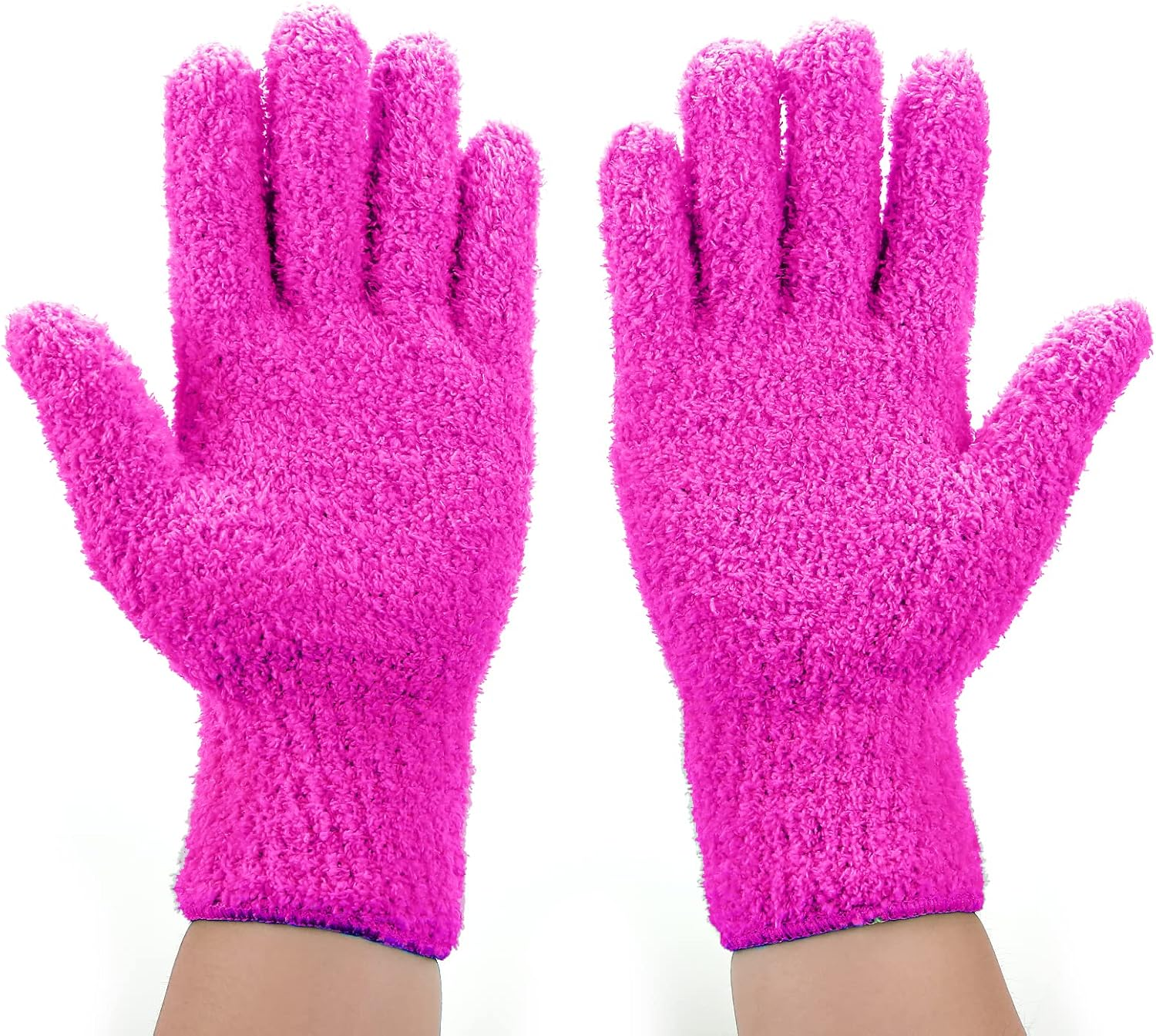 2 Pairs Microfiber Dusting Gloves Cleaning Gloves Flexible No Shedding Microfiber Dust Cleaning Glove Wipes, Dust Gloves for Cleaning Furniture, Lamp and Hard-To-Reach Corner Gap image number 3
