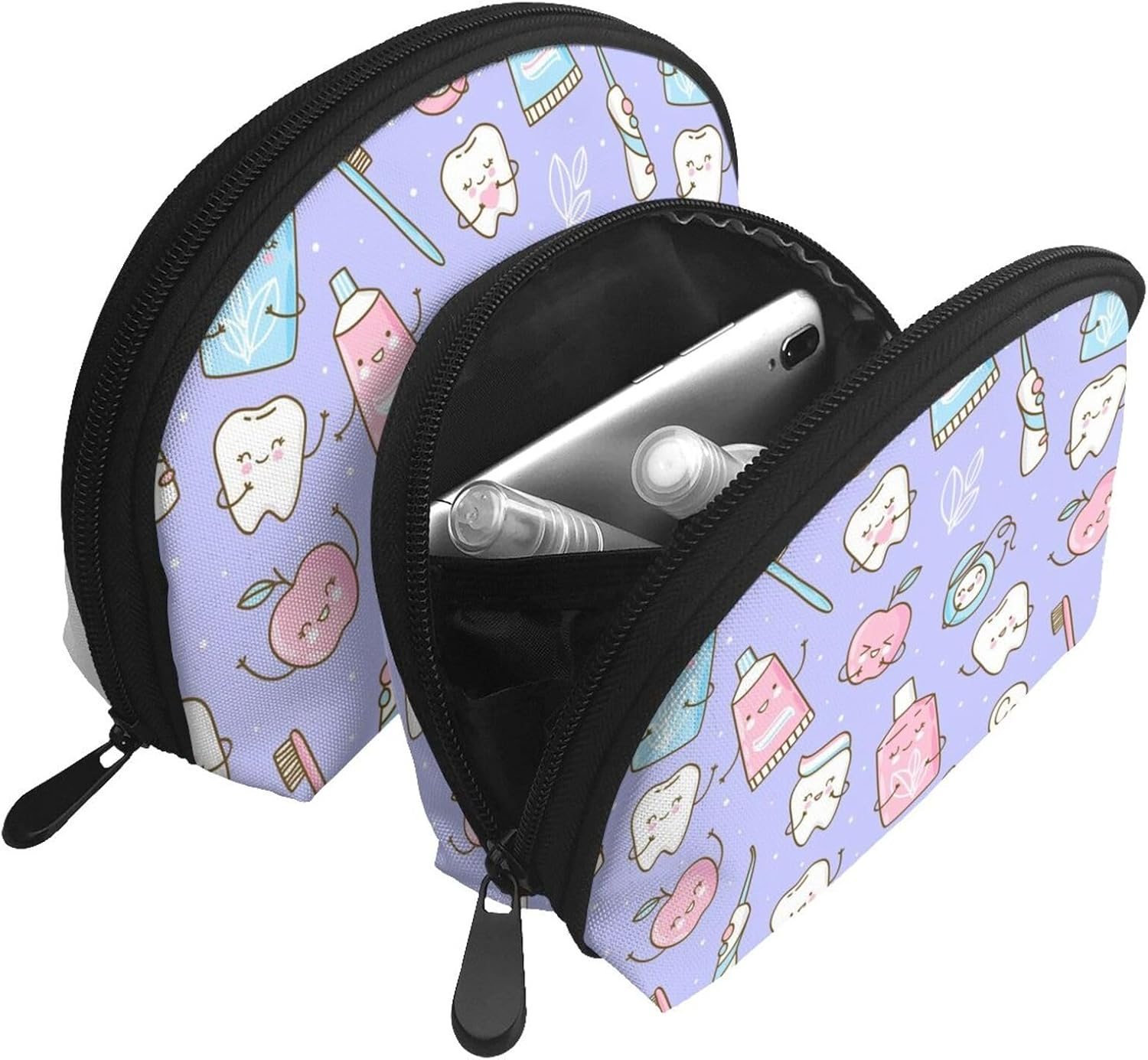 Cozimangoe Coin Pouch Makeup Bags Set, 2 Piece Shell Shape Cosmetic Bag with Pockets for Daily Travel Handbag Lipstick Keys Toiletry, Personalized Dentist image number 3